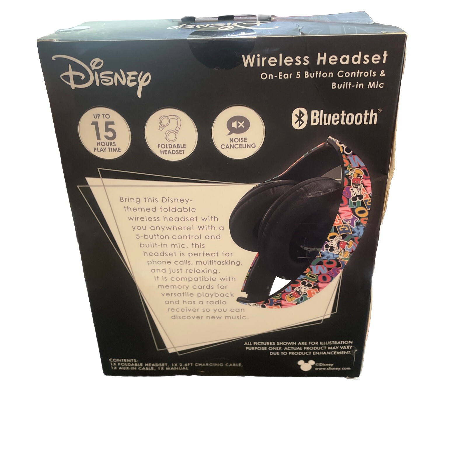 NEW Disney Mickey Mouse Bluetooth Wireless Headphones Multicolor Noise Canceling