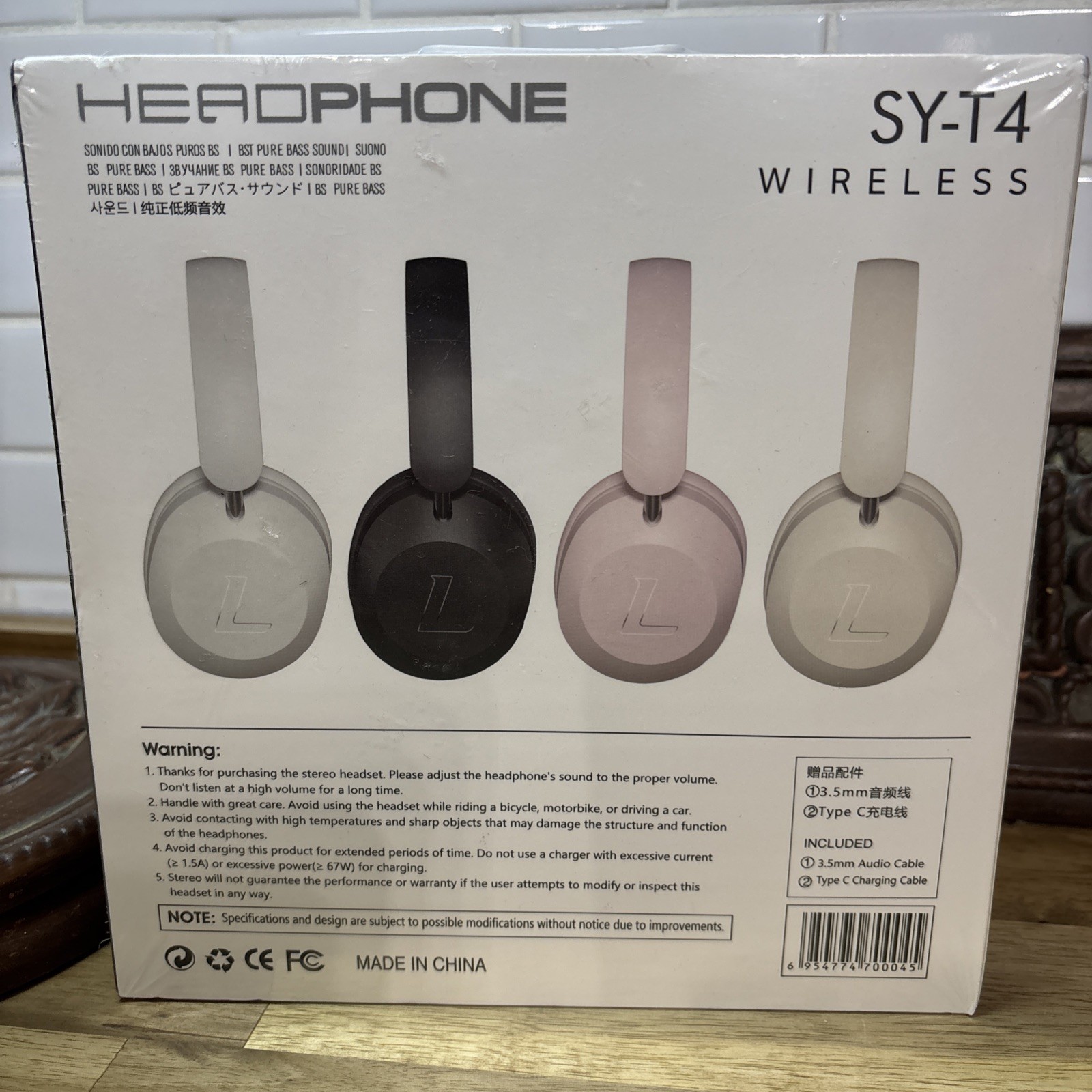 SY-T4 Wireless On-Ear Headphones Bluetooth Foldable New Sealed Black