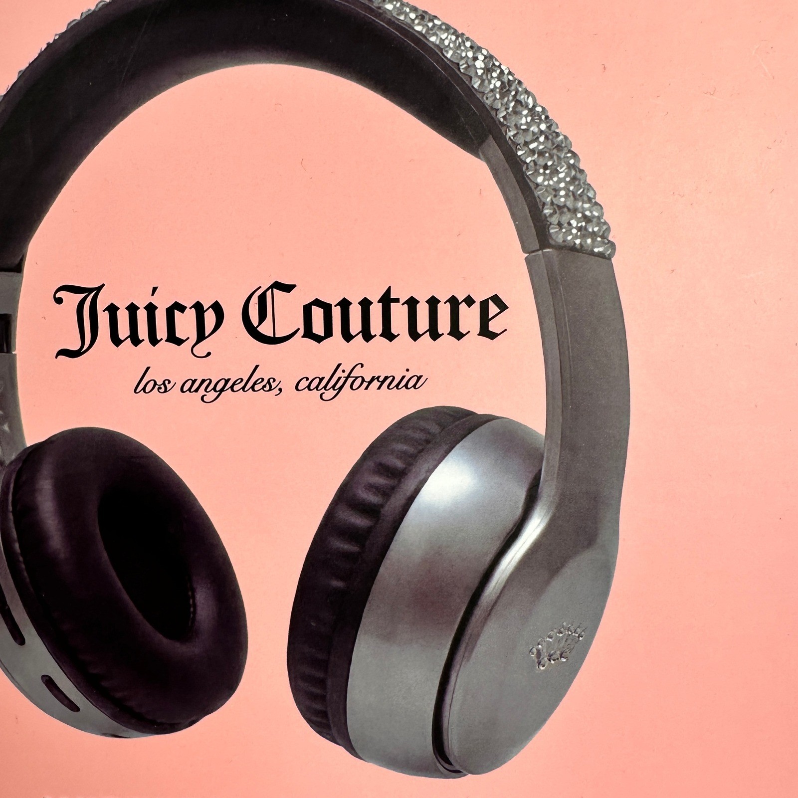 Juicy Couture Iridescent Silver Rhinestone Wireless Bluetooth Headphones NIB