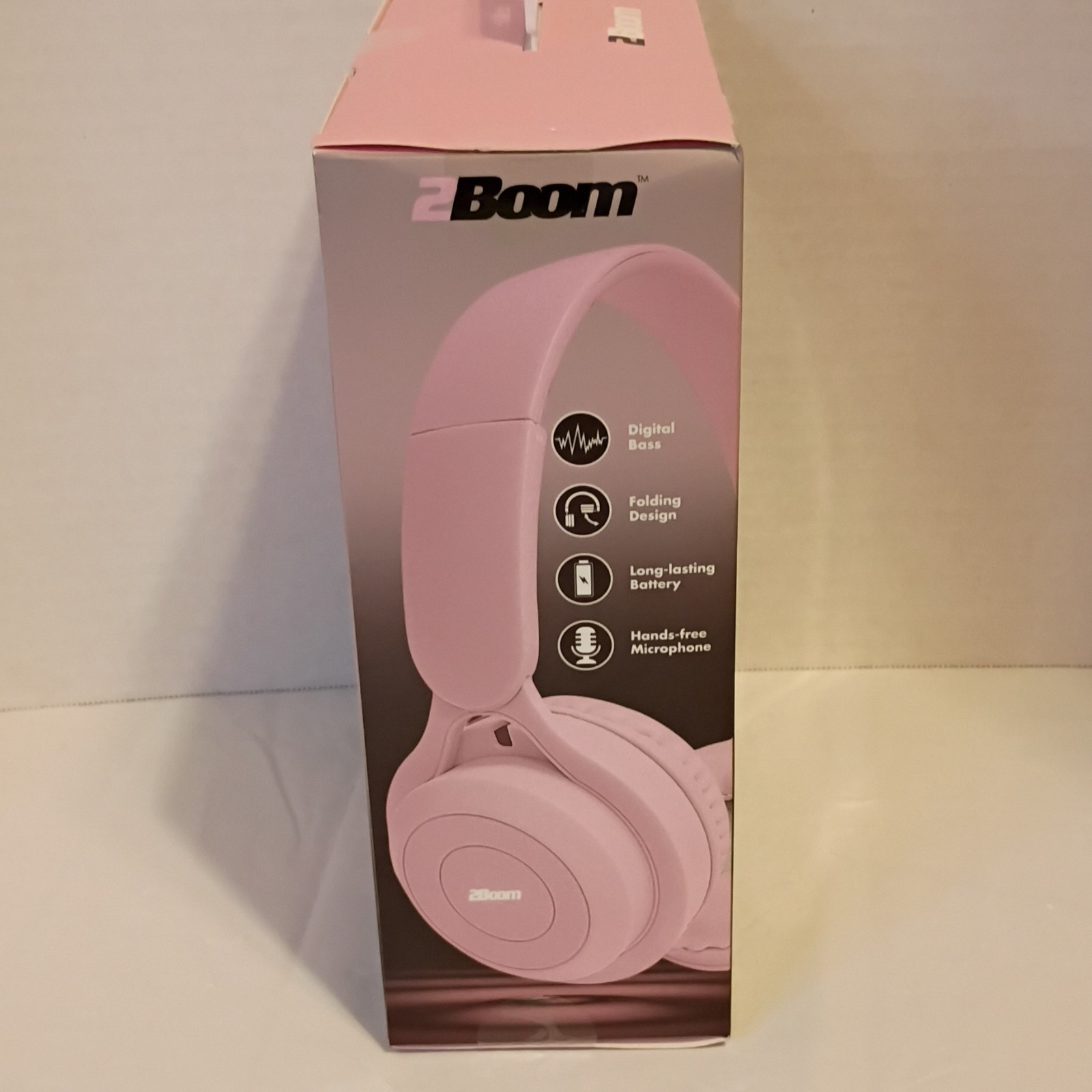 2Boom Vibez Bluetooth Wireless Over-Ear Headphones Mic Folding Pink 40mm