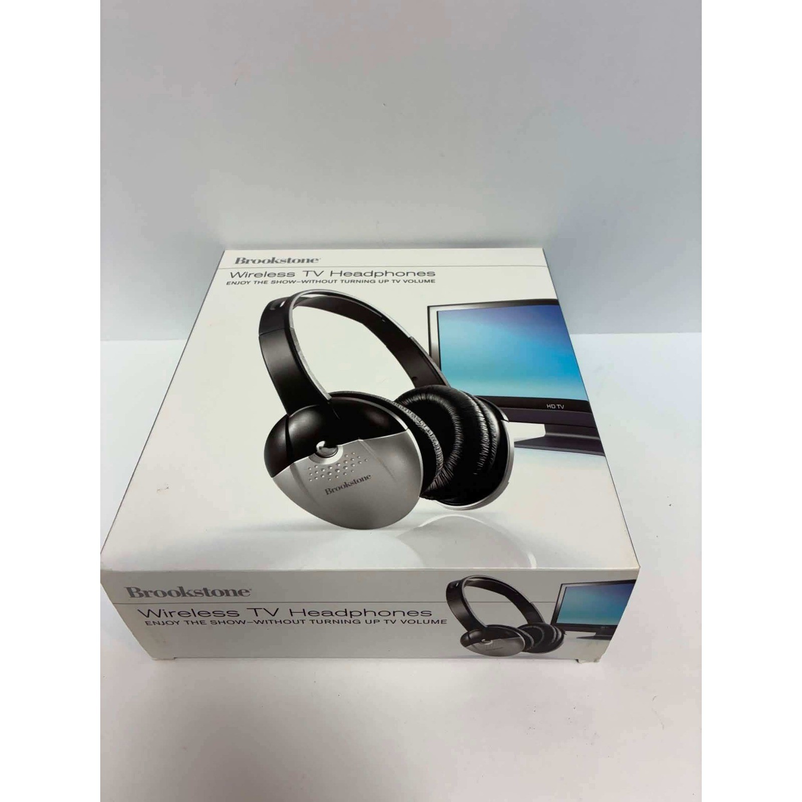 Brookstone Wireless TV Headphones Infrared Stereo System Black Silver 609188