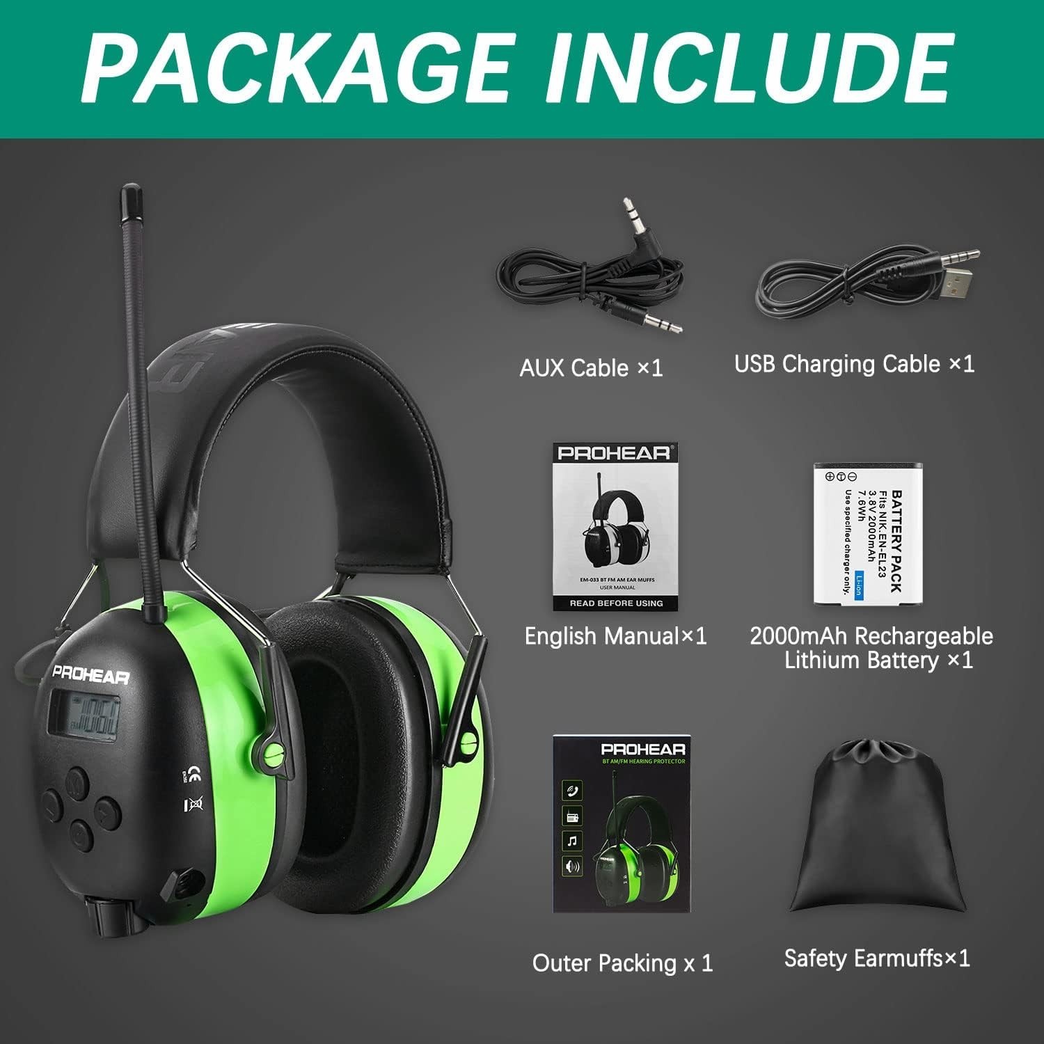 033 Upgraded 5.4 Bluetooth Hearing Protection AM FM Radio Headphones, Noise R…