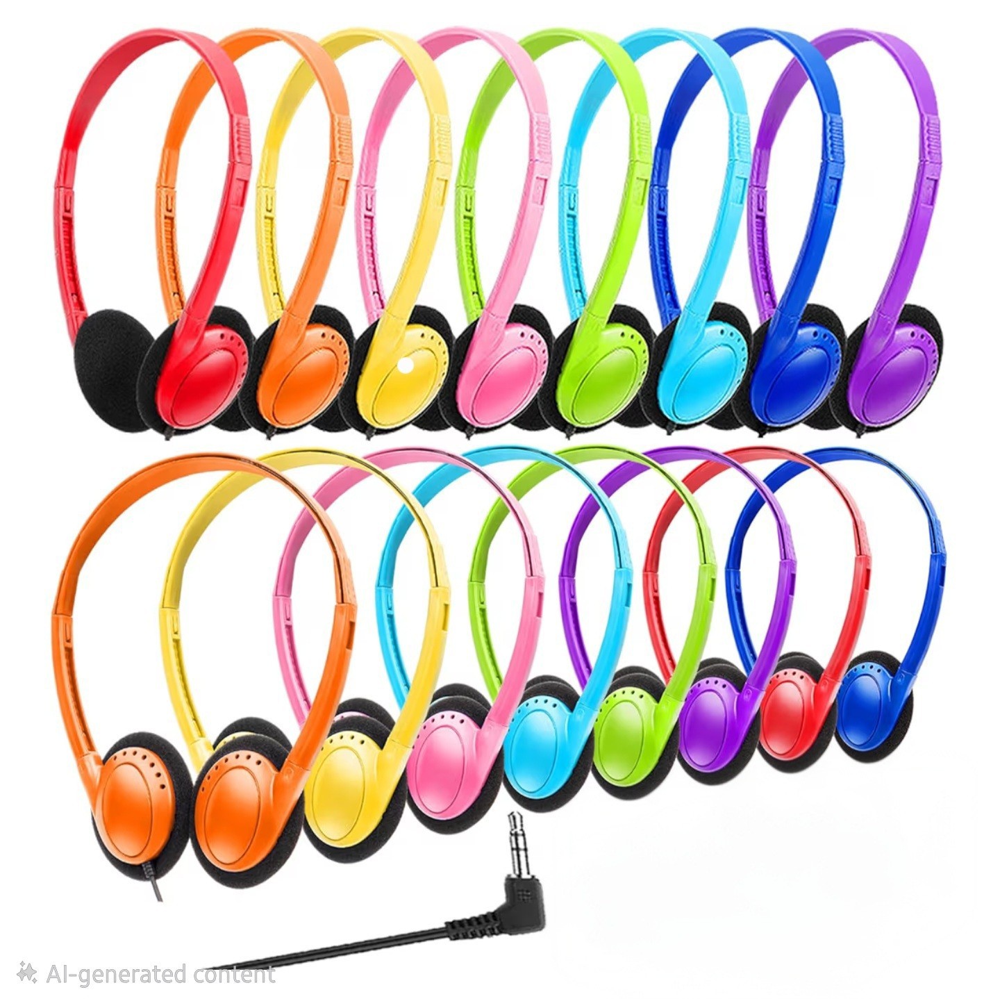 WENSDO Bulk Headphones Packs Of 10 Multi Color for School Classrom K-12