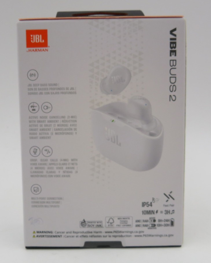 JBL Vibe Buds 2 Noise Cancelling Earbuds White NEW SEALED