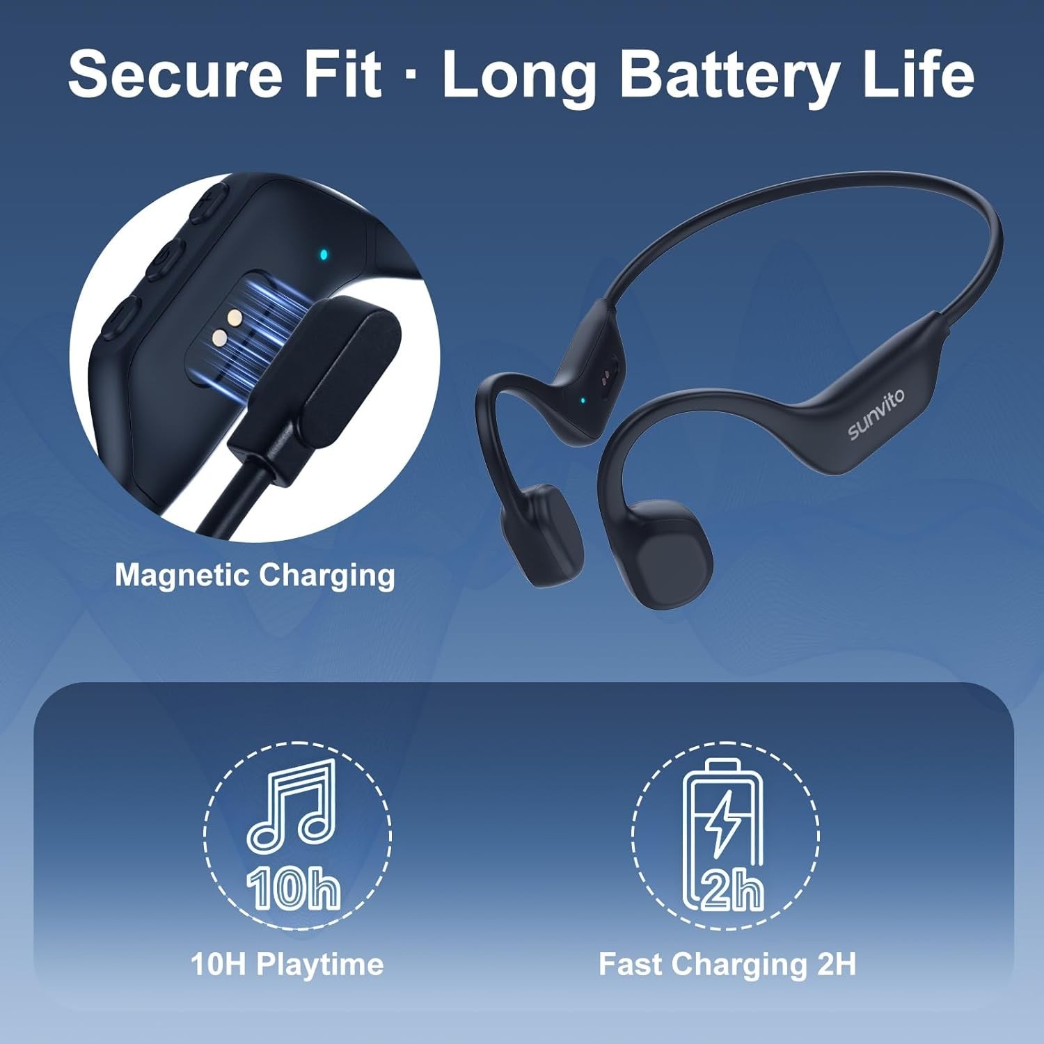 Auriculares de Conducción Ósea Bluetooth 6.0 IPX6 10H para Deportes. Nuevo