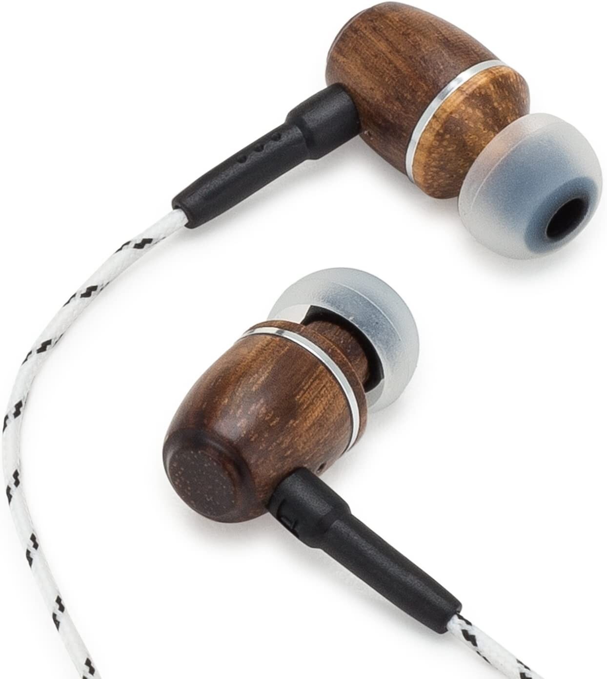Onyx Genuine Wood in-Ear Noise-isolating Headphones| Earbuds (Zebra)