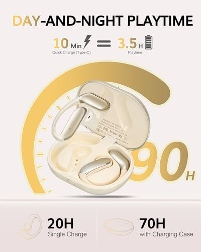 Ultra Open Ear Earbuds 2026 Bluetooth 6.1 AI Translation Earbuds Real Time with
