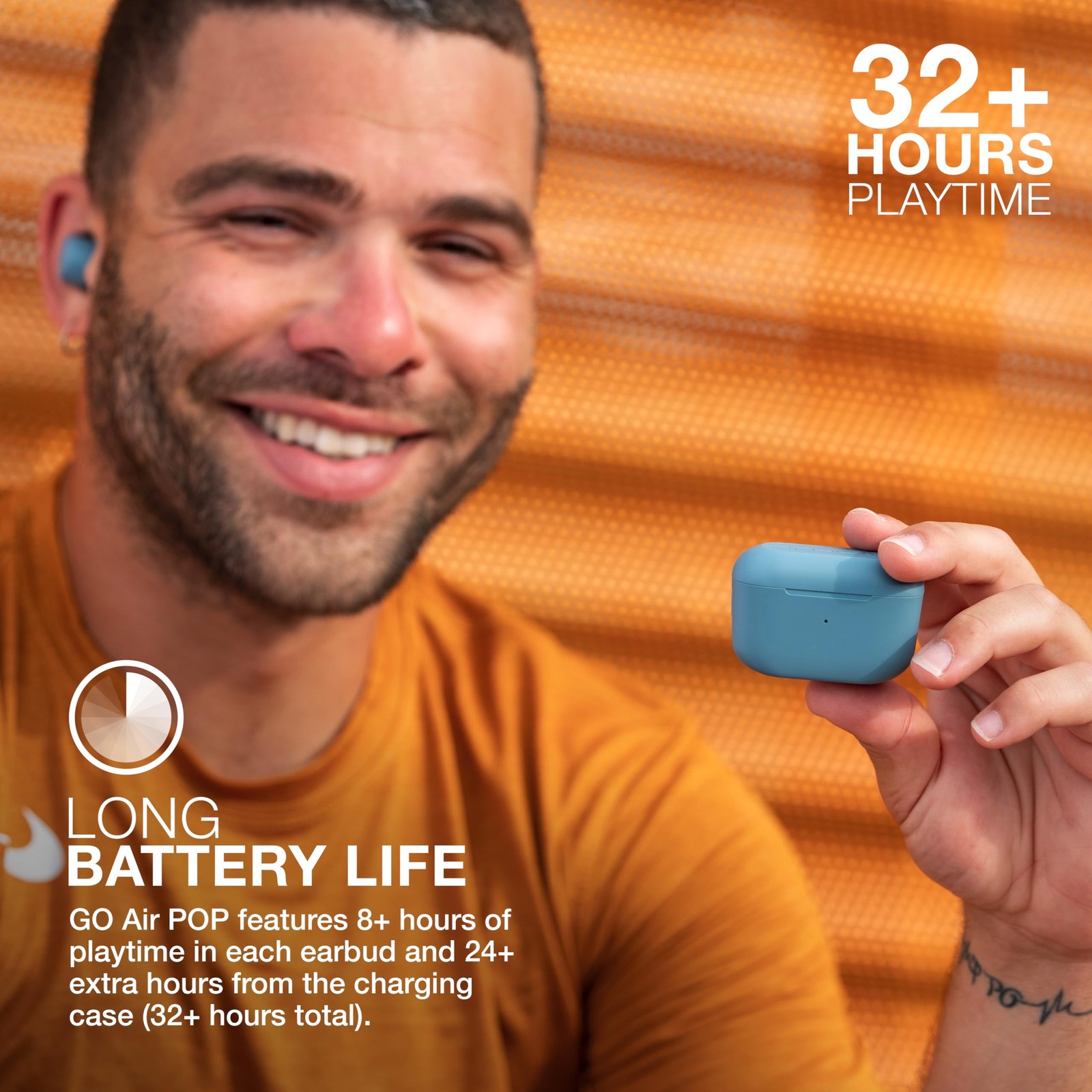 JLab Go Air Pop True Wireless Bluetooth Earbuds + Charging Case, Slate