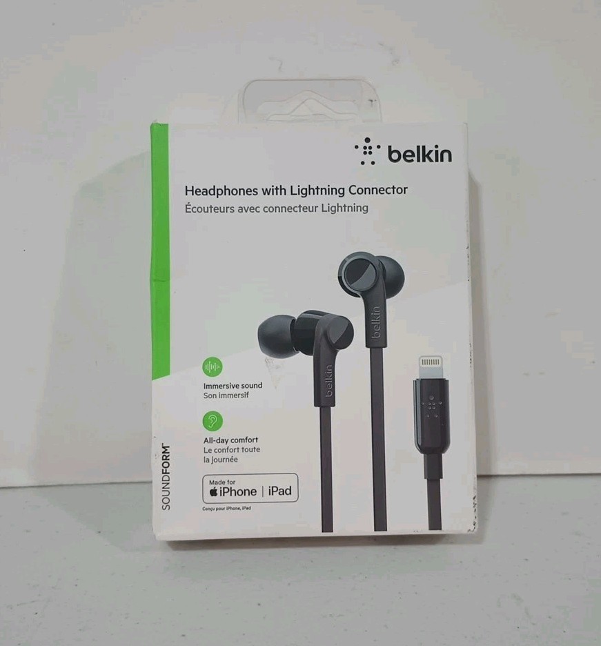 BELKIN HEADPHONES with LIGHTNING CONNECTOR BLACK G3H0001btBLK