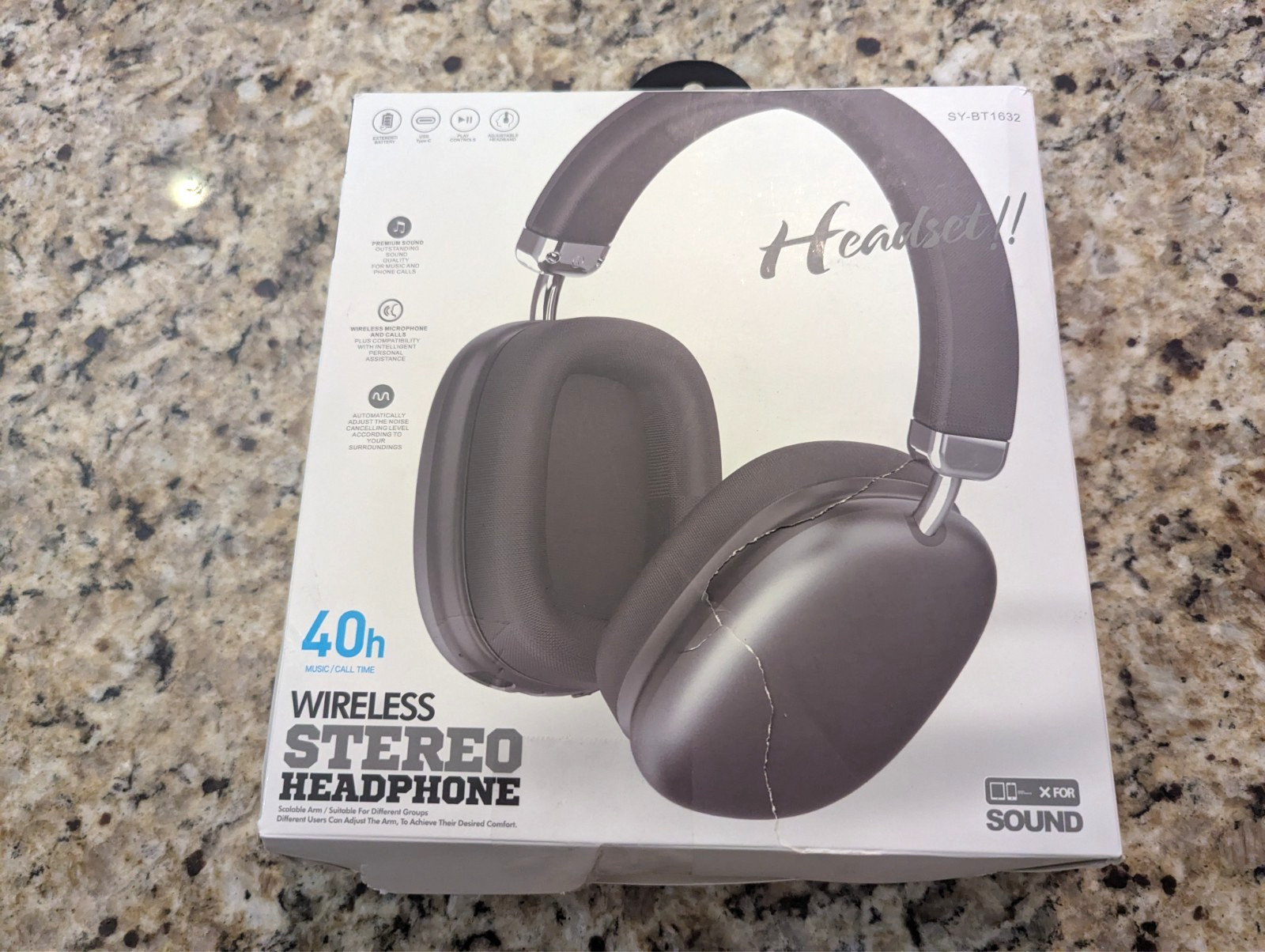 Wireless Stereo Headphones Over Ear 40hrs SY-BT1632 Charcoal