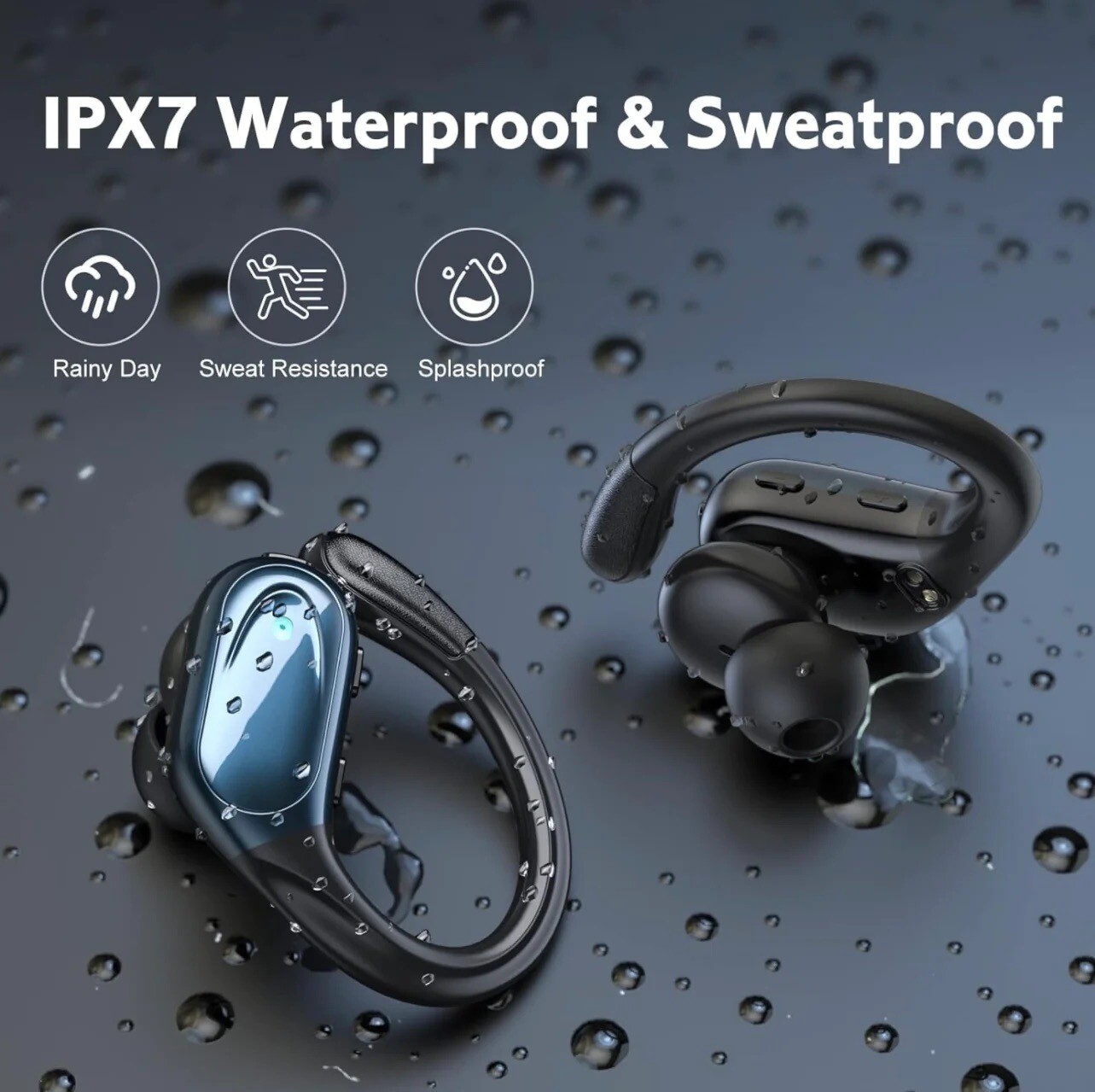 Bluetooth Wireless Earphones, 75 Hrs Play Time, IPX7 Waterproof, LED Display