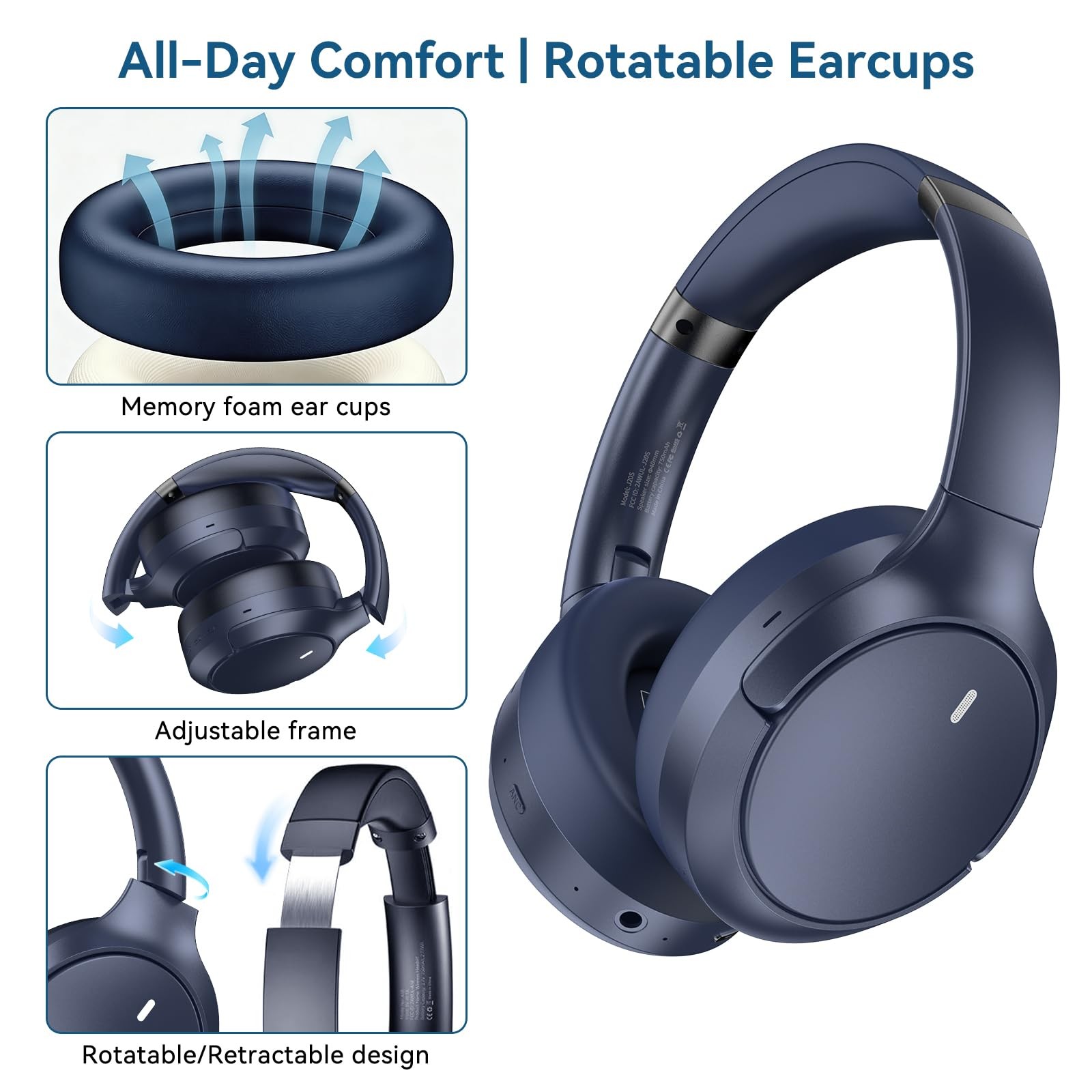Hybrid ANC Wireless Over-Ear Headphones, 100H Playtime, Hi-Res Audio, Bluetoo…