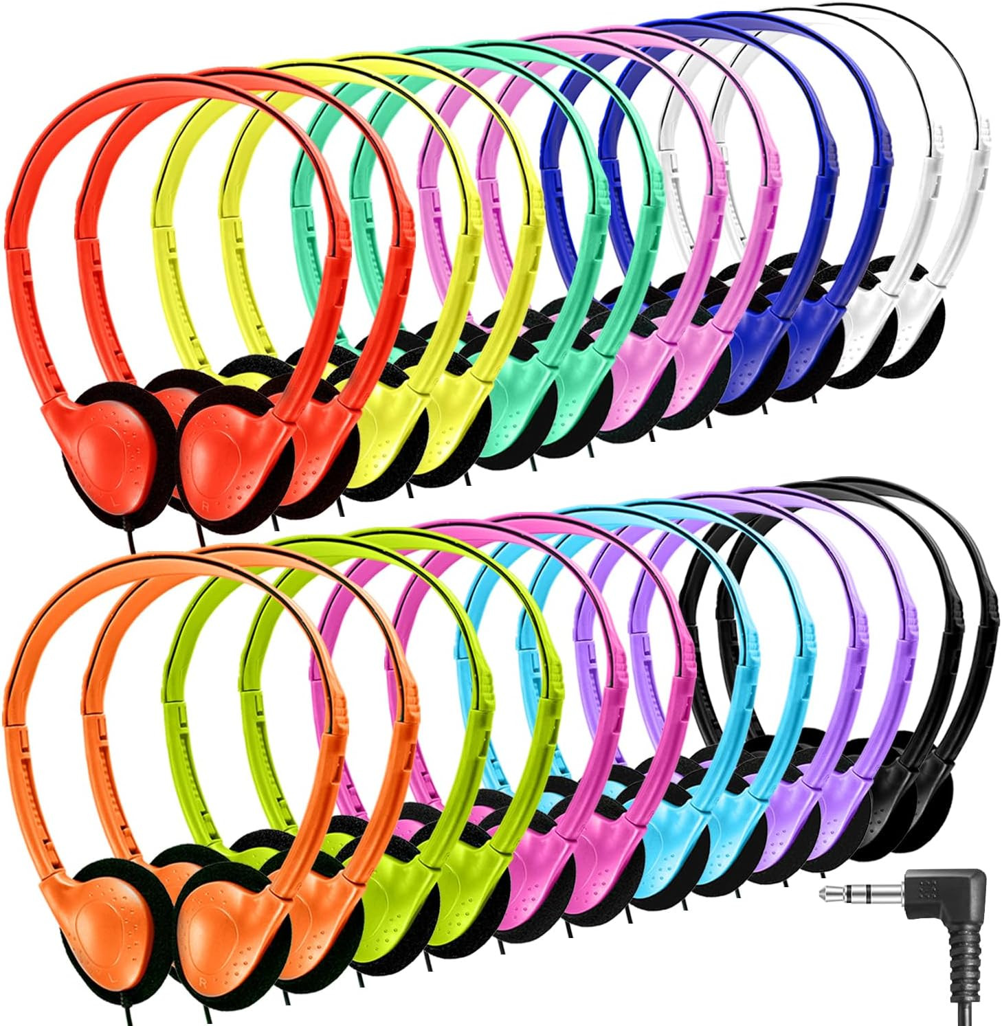 Classroom Headphones Bulk 100 Pack Class Set for School Students Kids and Adult