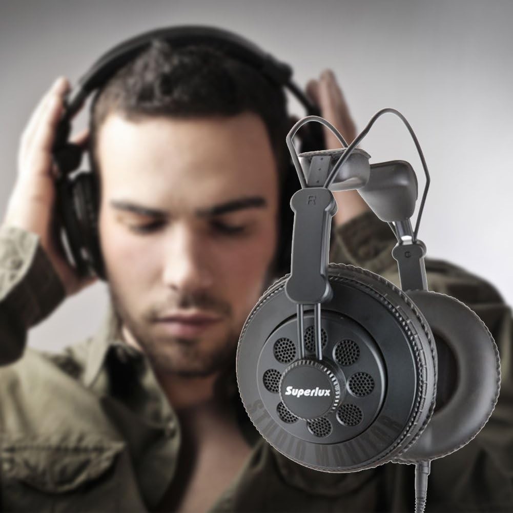 Black Semi-Open Studio Headphones – 50mm Neodymium Drivers