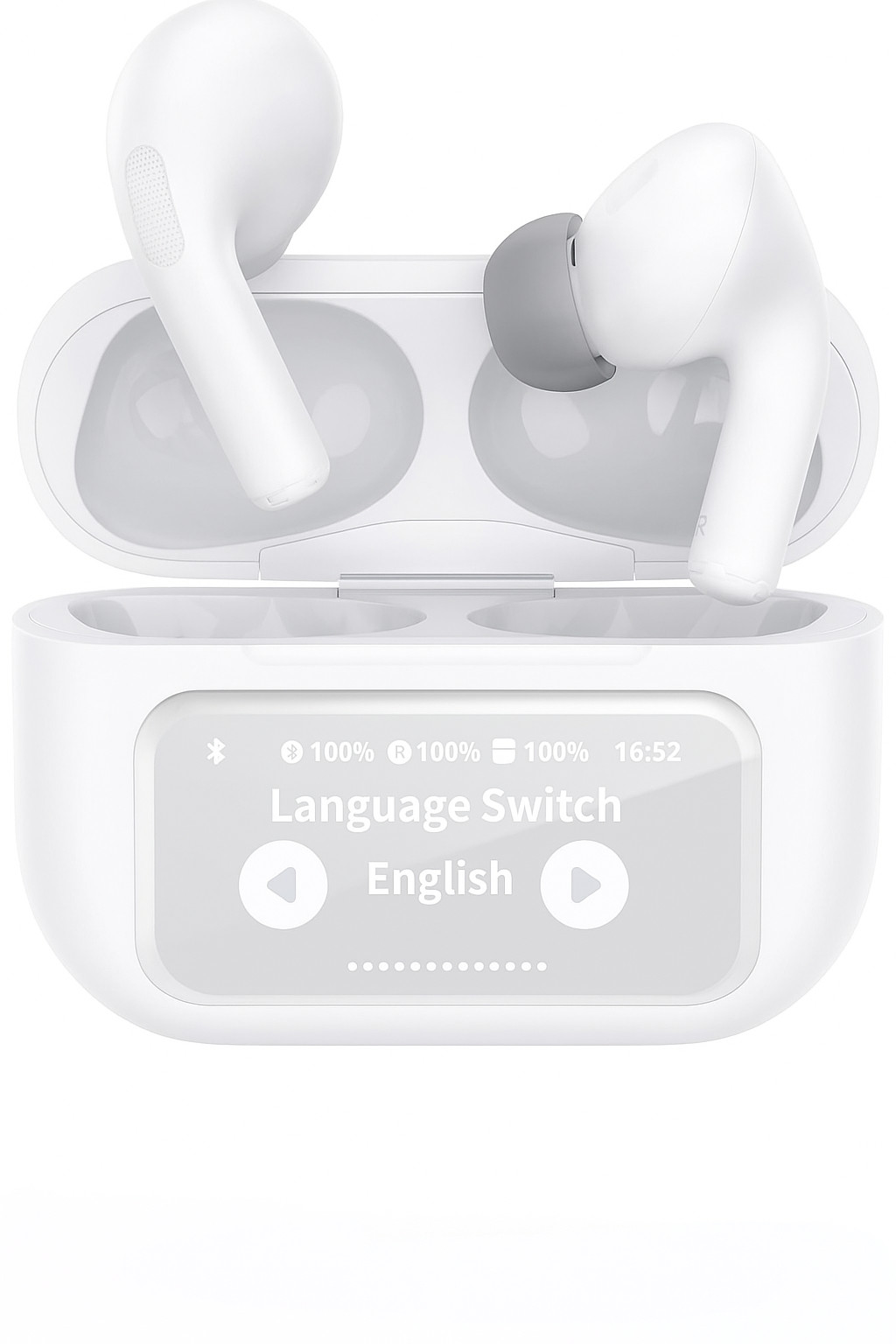 AI Translation Earbuds with Display Real Time Translation via App, 144 Languages