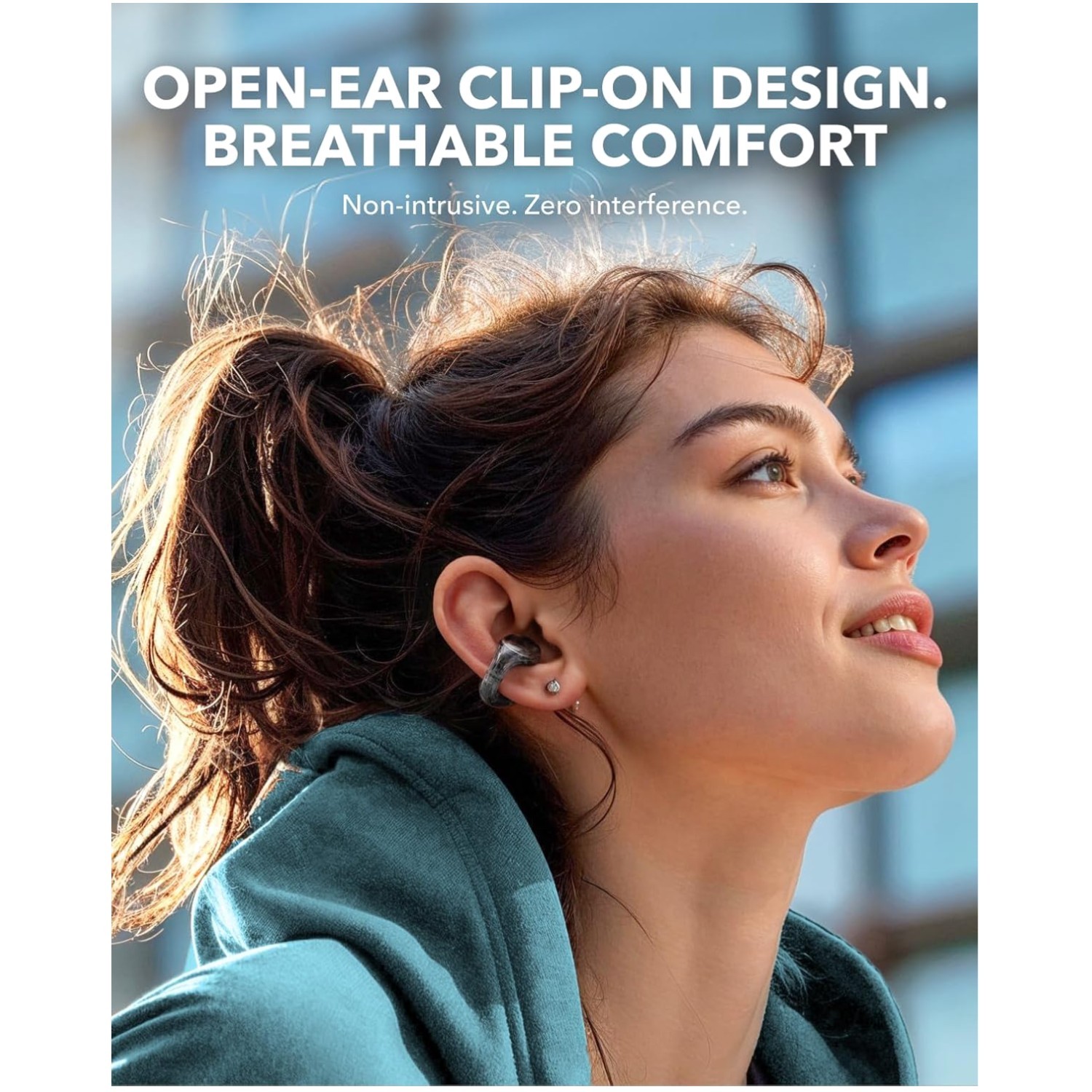 Clip-On Earbuds, Attachable Ear Grips, Clear Audio, 30H Play