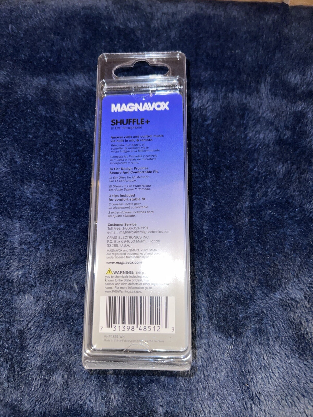 NEW MAGNAVOX Shuffle + In Ear Headphone Clear Bass White