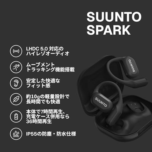 SUUNTO SPARK Open-Ear Bluetooth Wireless Earphones Black