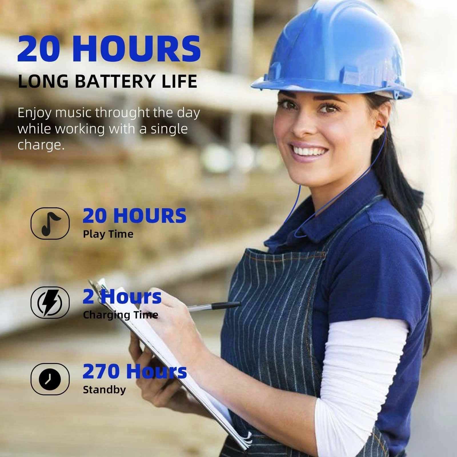 Cuzabe Ear Plugs Bluetooth Headphones for Work, Neckband Wireless Earbuds