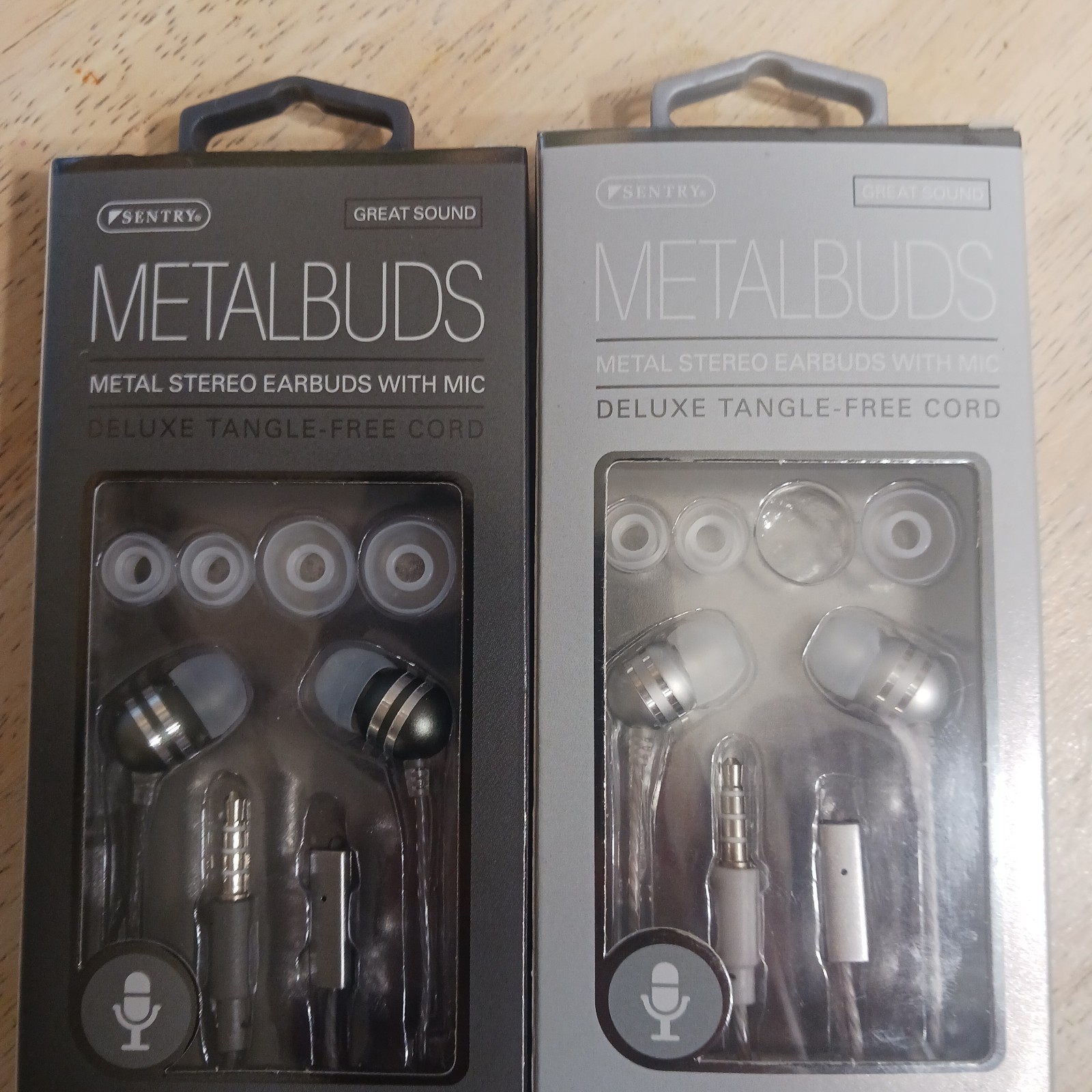 Sentry Metalbuds Ear Buds w/ Mic noise Isolation Tangle-Free Cord Lot Of 5