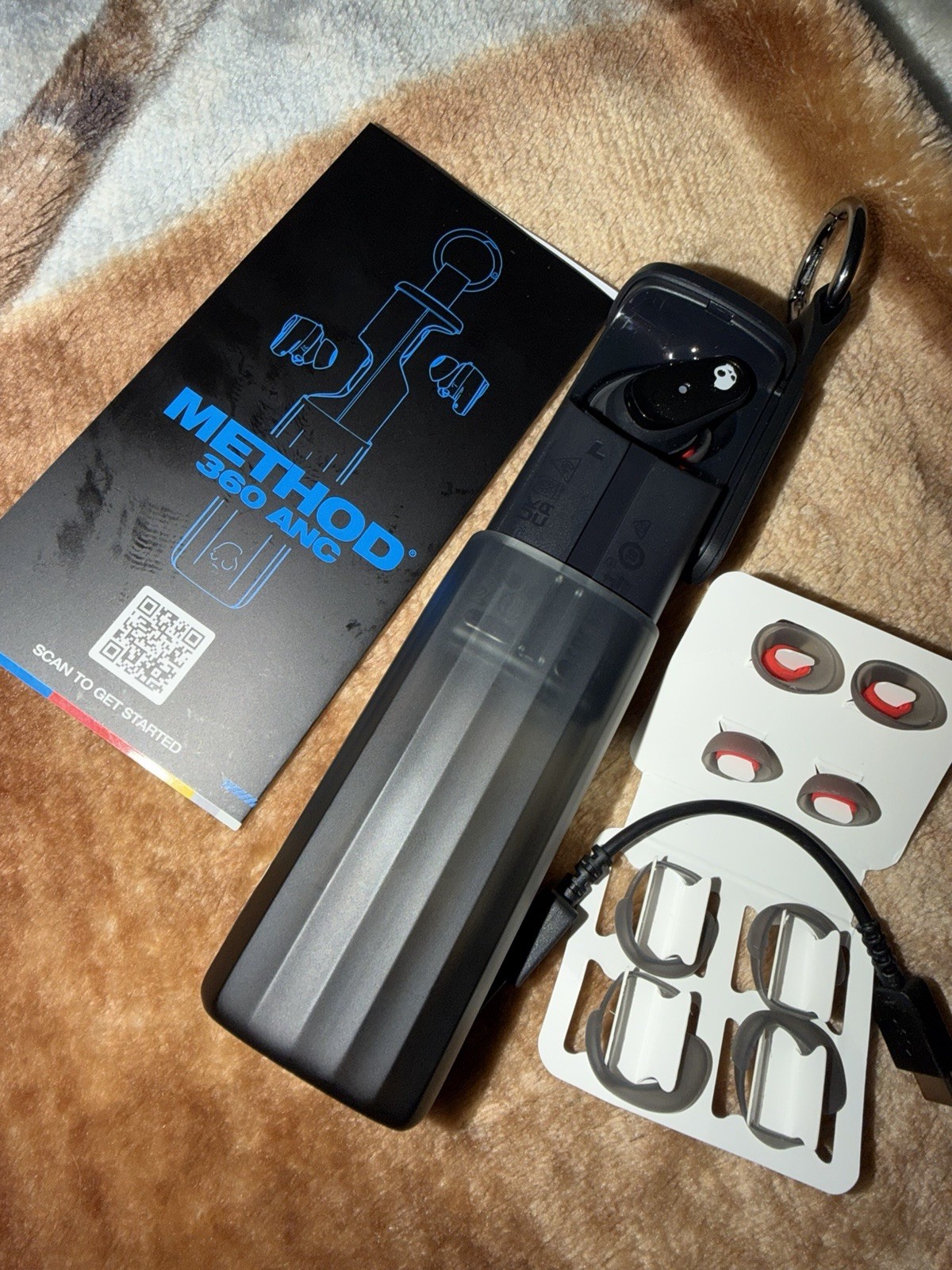 Skullcandy Method 360 ANC True Wireless Bluetooth Earbuds Black/Red w/ Case