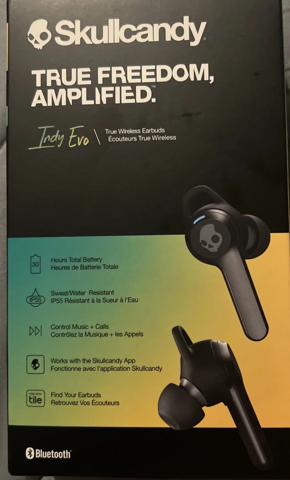Skullcandy Indy Evo True Freedom Wireless Bluetooth Earbuds 30 Hr Mic Black NEW