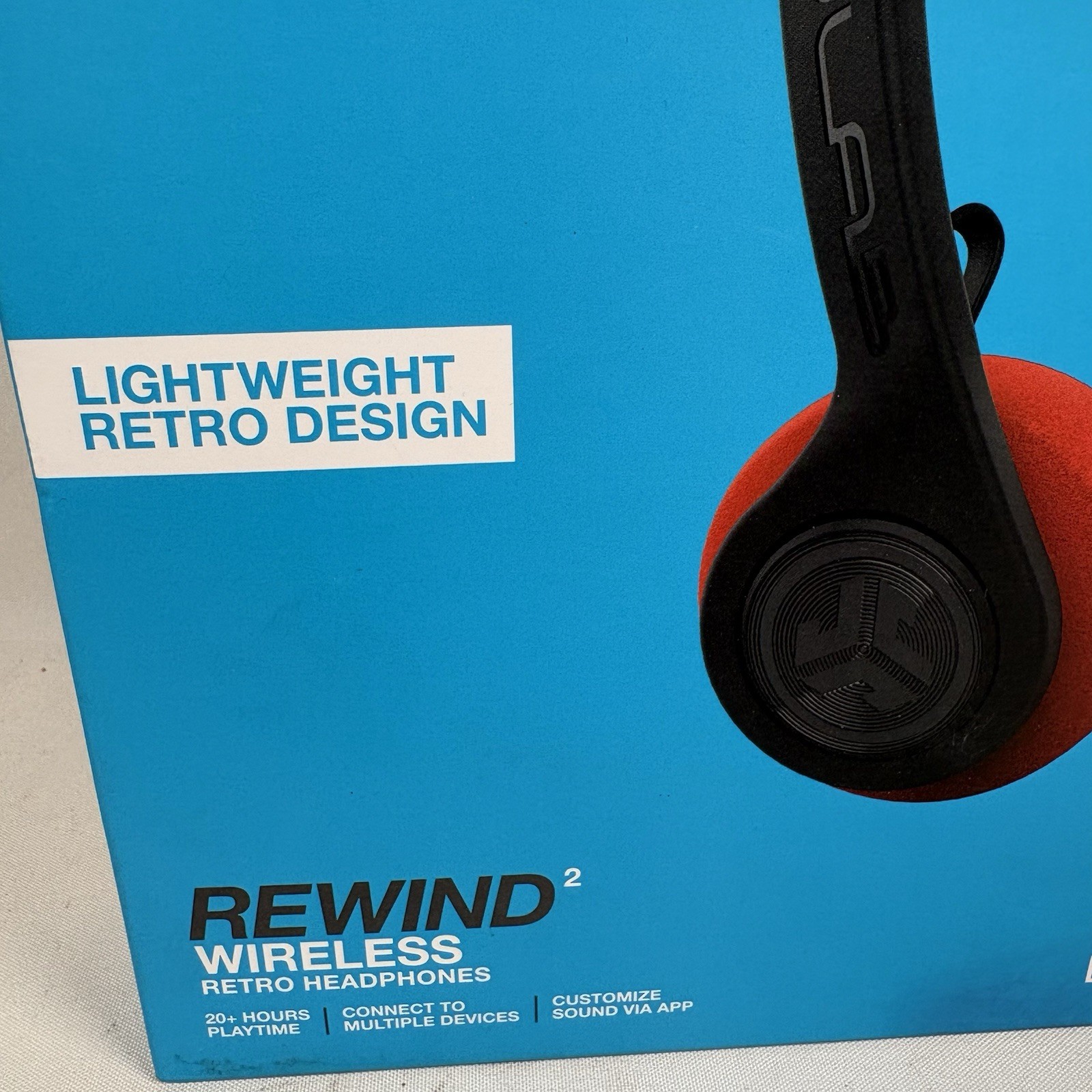 JLab Rewind 2 Wireless Retro Headphones Mic Black Orange Multipoint BT USB NEW