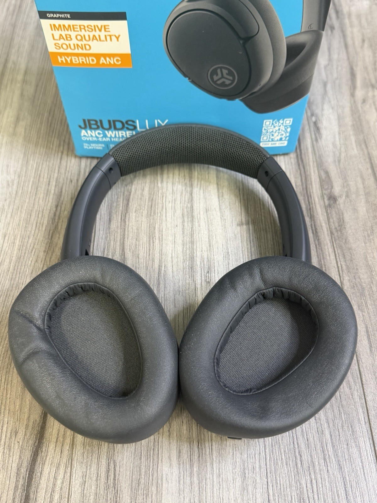 JLab JBuds Lux ANC Wireless Headphones Graphite Gray Chevron Logo Open Box NEW