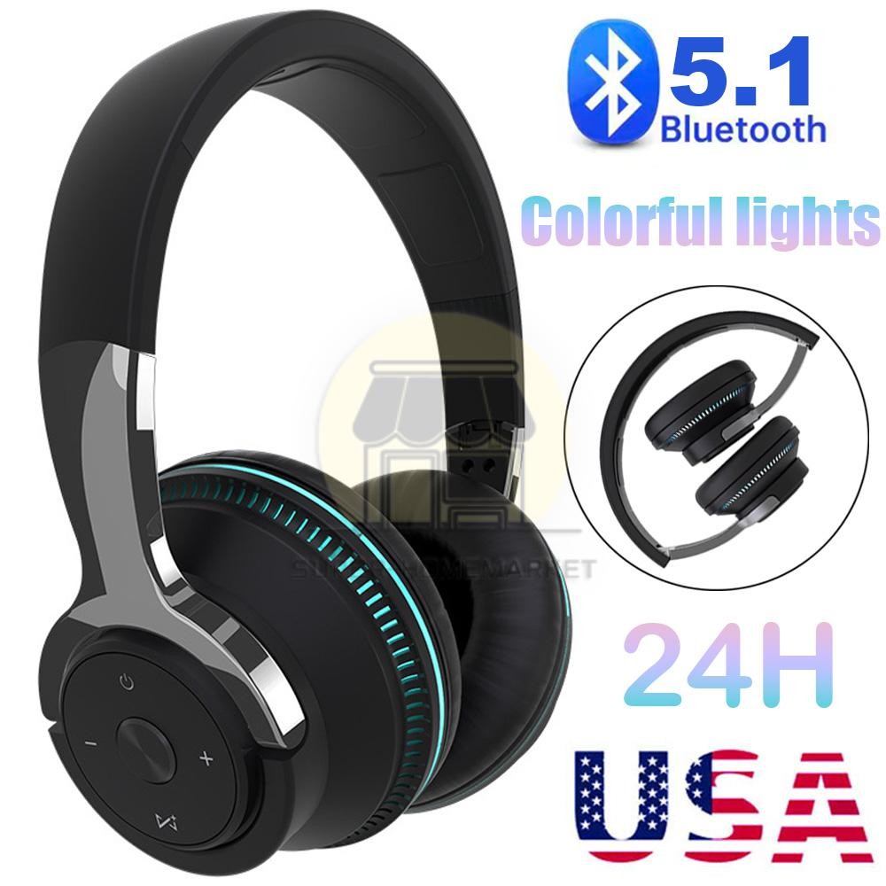 NEW Bluetooth 5.1 Wireless Headset With Noise Cancelling For Phones PC Laptop US