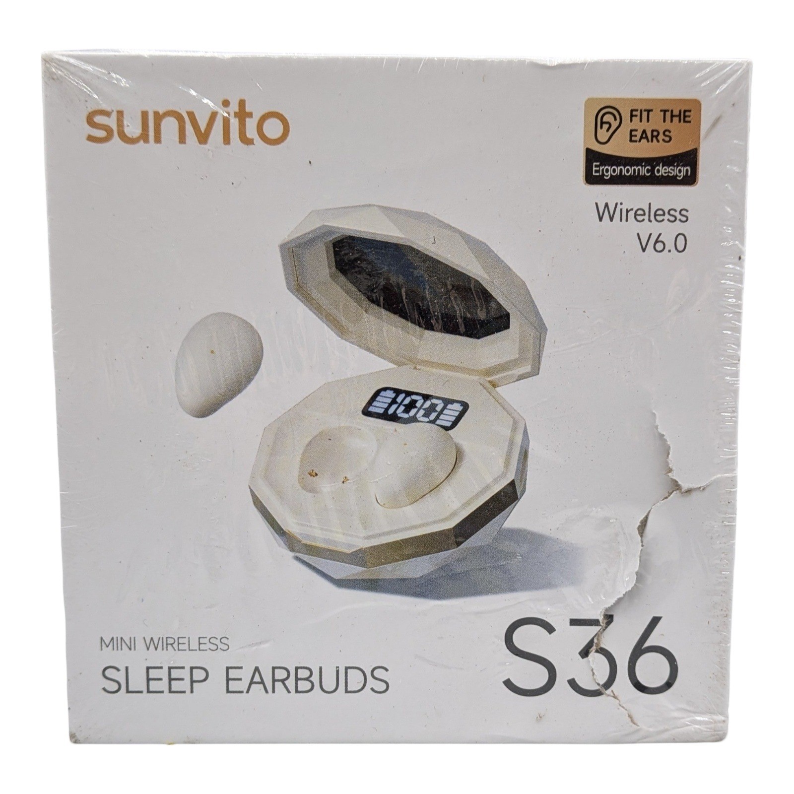 Sunvito S36 Mini Wireless Sleep Earbuds Bluetooth V6.0 Purple Noise Blocking NEW