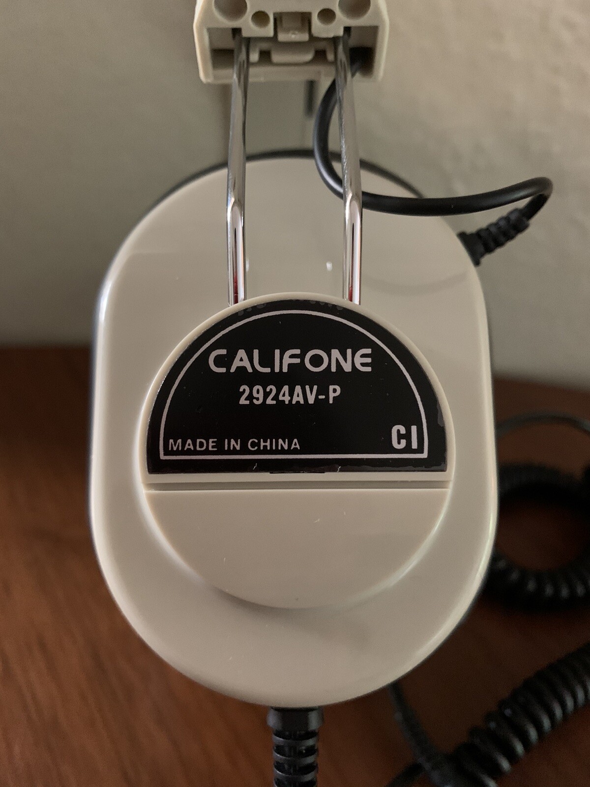 Beige Califone 2924AV-P Mono Headphones 6’ coiled cord and 1/4″ Plug