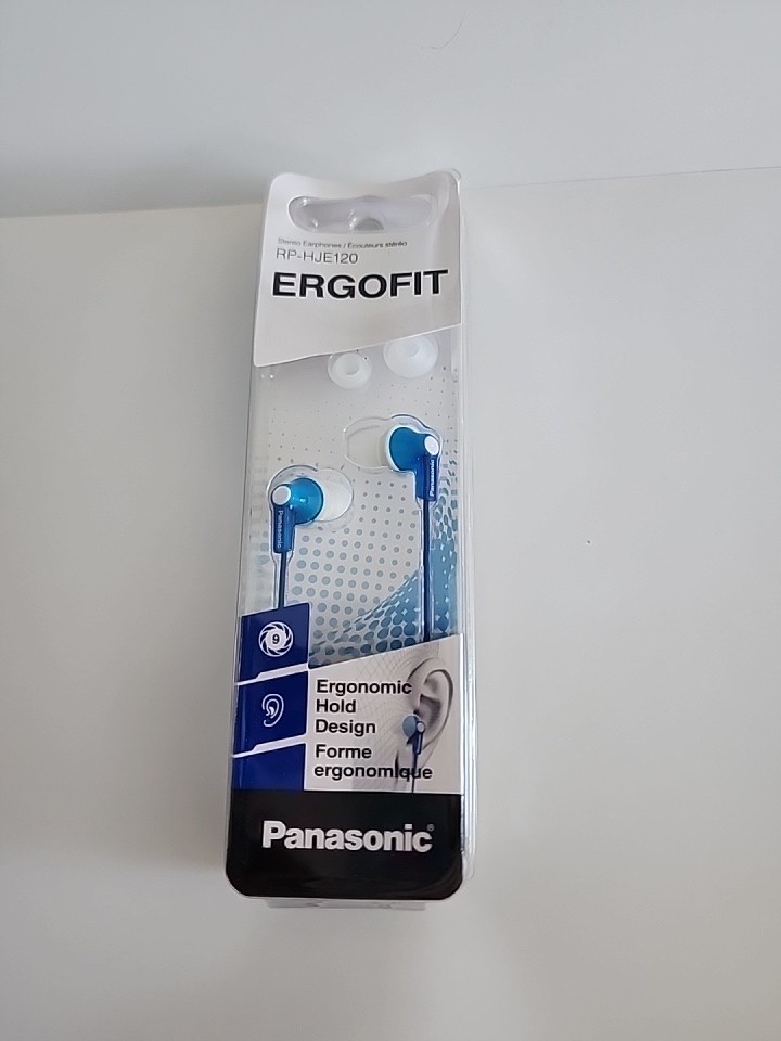 Panasonic RP-HJE120 Ergofit Ergonomic Hold Design Stereo Earphones Blue NEW