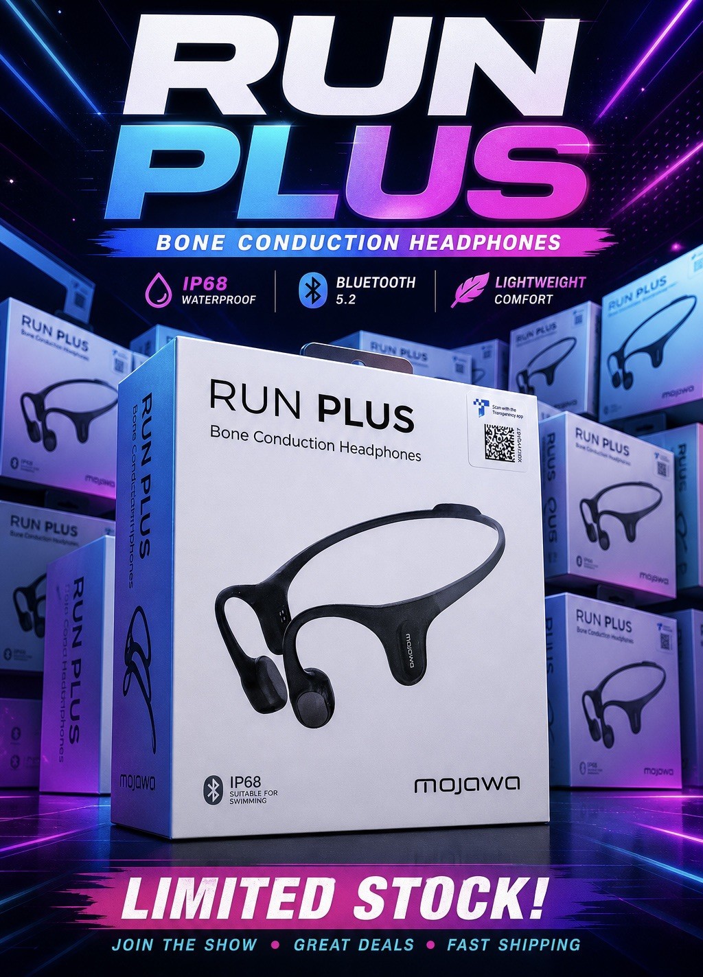 mojawa Run Plus Bone Conduction Bluetooth Earbud (In Ear) Waterproof Black
