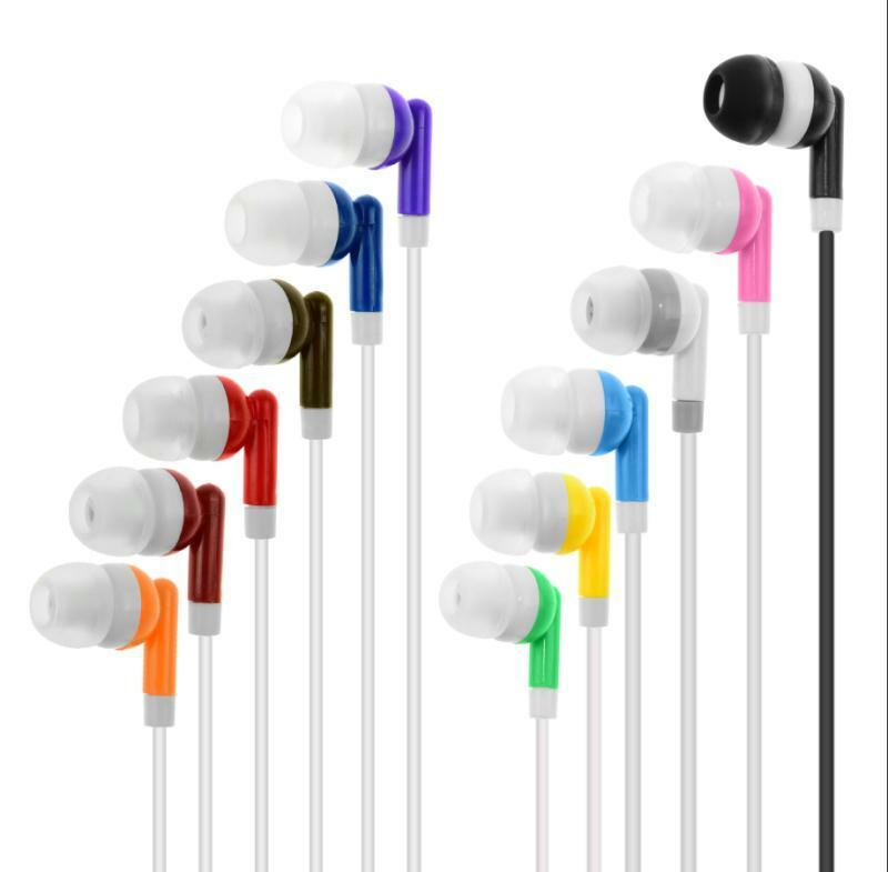 Lot of 12 Different Candy Color 3.5mm Earbuds / Headphones – Great for kids!