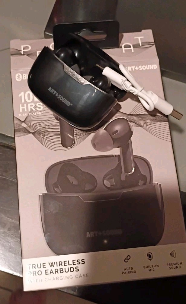 Art+Sound Bluetooth True Wireless Pro Ear Buds, Black, Brand New