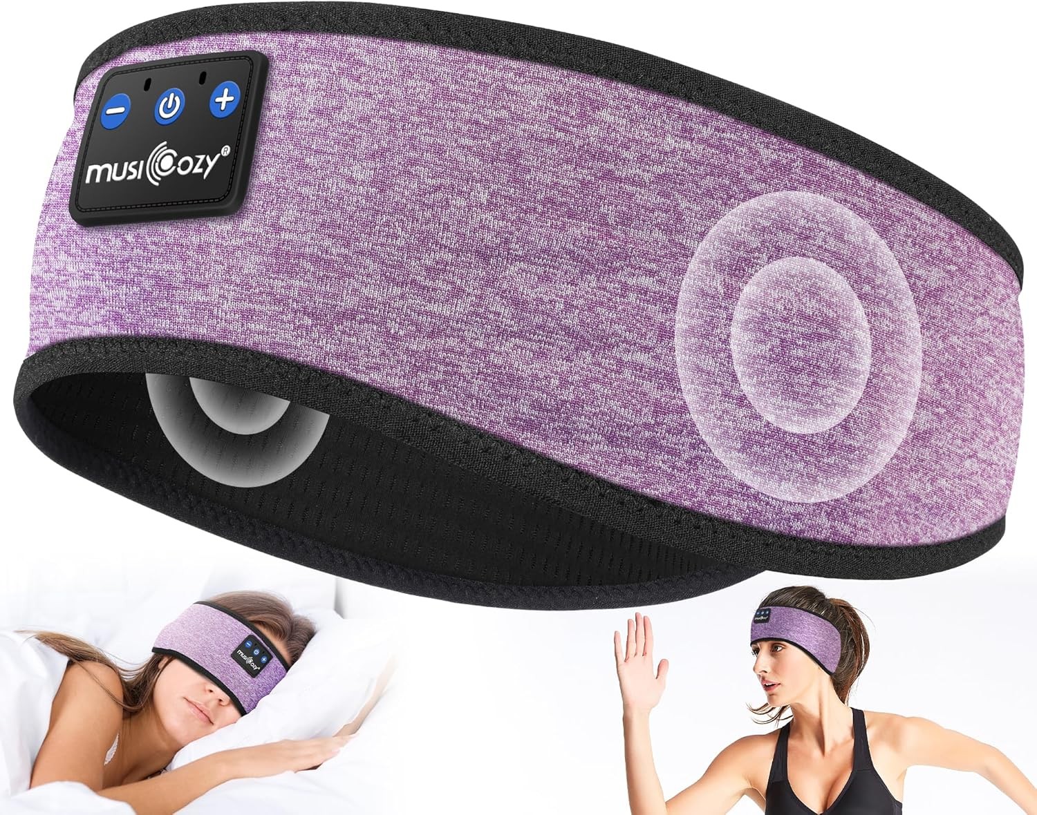 MUSICOZY Sleep Headphones Bluetooth 5.4 Headband, Wireless Light Purple