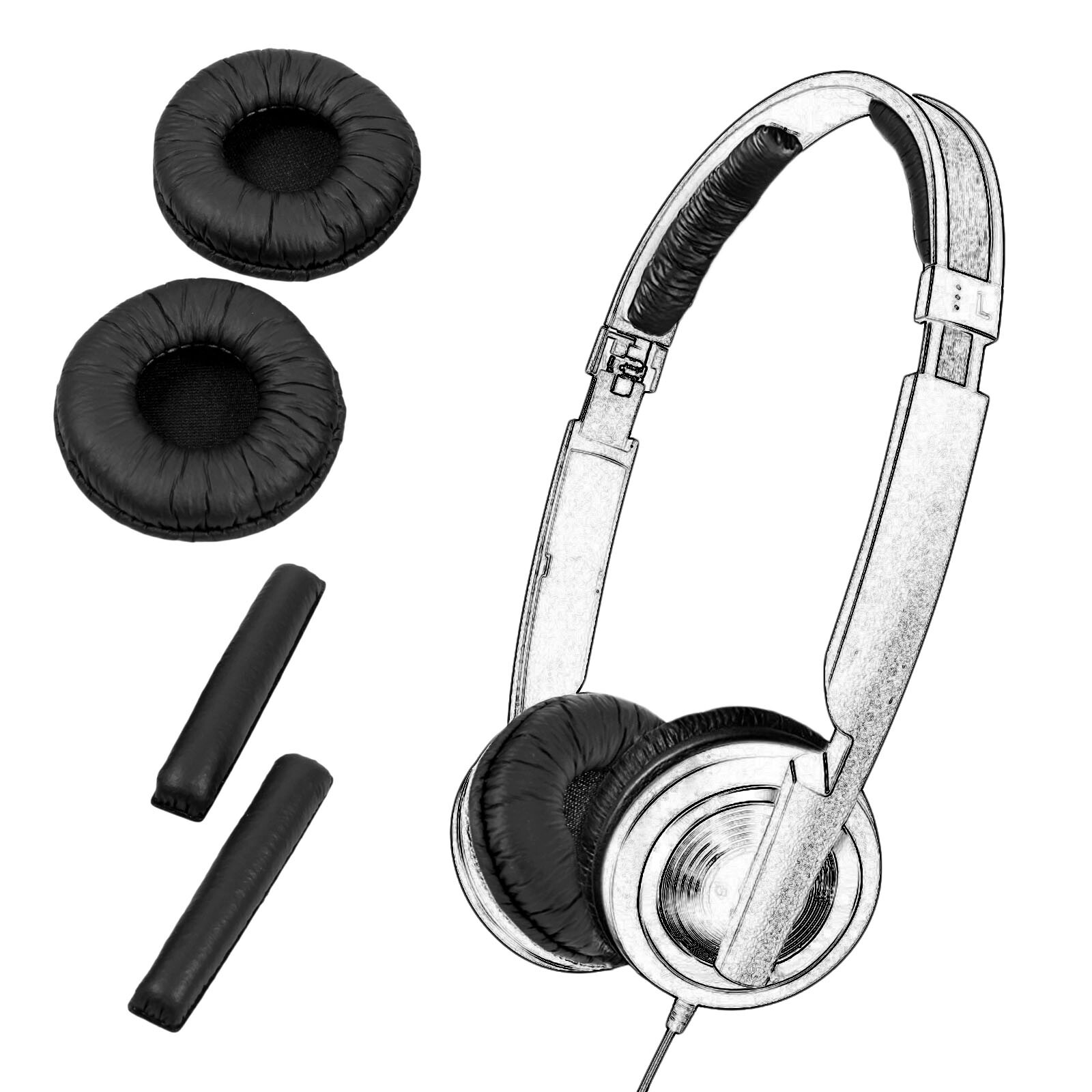 2pcs Ear Pads w Headband Cushions Fit for Sennheiser PX100 PX200 PXC150 PXC250