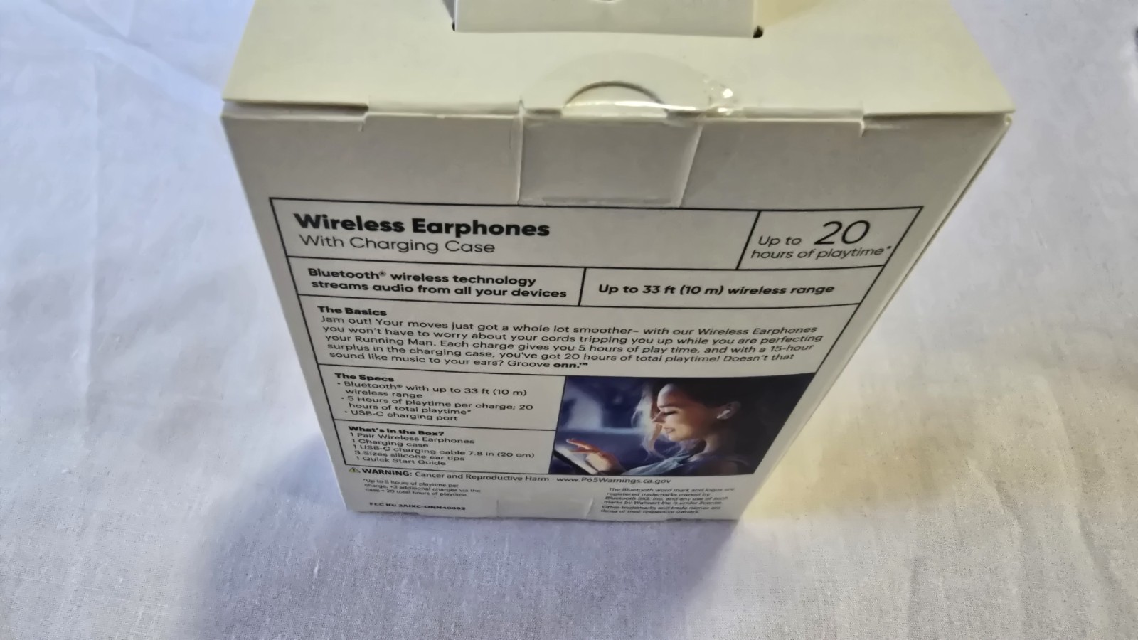 ONN Groove Wireless Bluetooth In-Ear Earphones Pink White w/ Charging Case