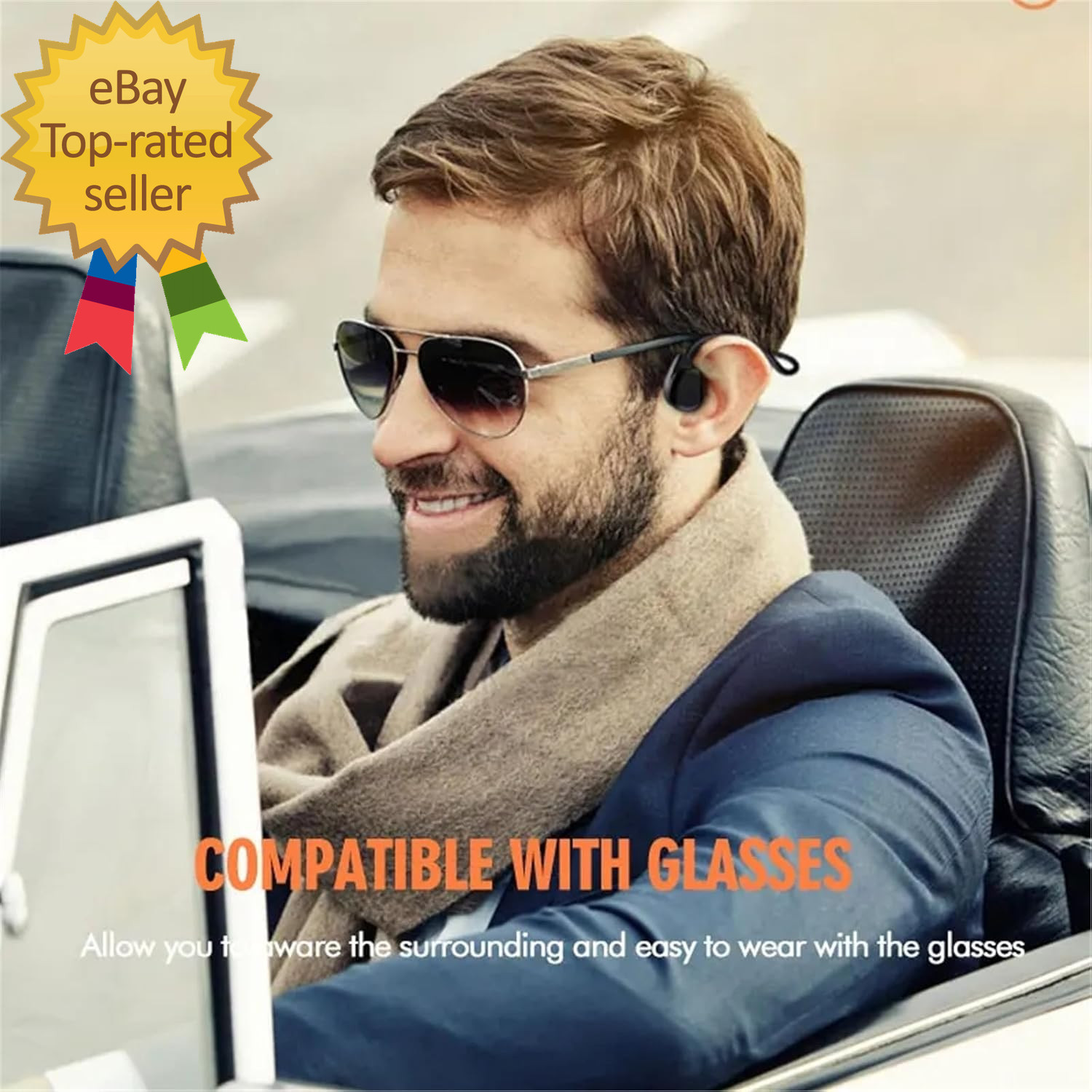Air Conduction Open Ear Headphones 3.5Mm Wired Headphones & Built-In Microphone