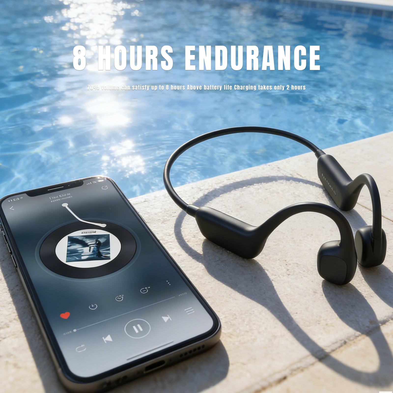 IPX8 Waterproof Bone Conduction Earphones 32GB MP3 Bluetooth 5.4 S10 Headphones