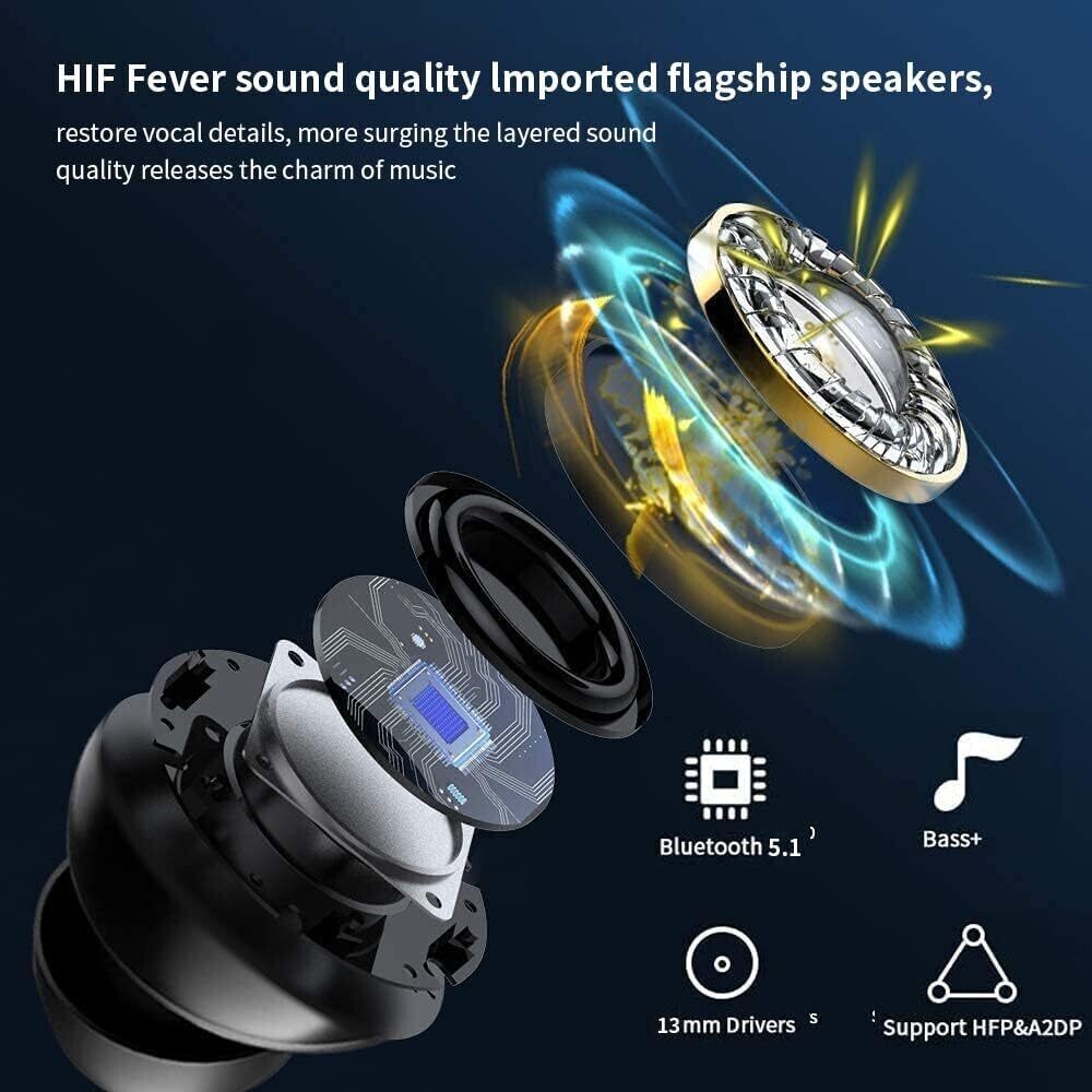 2023 Earbuds Headphones Bluetooth 5.1 Wireless Headband Headset Stereo With Mic
