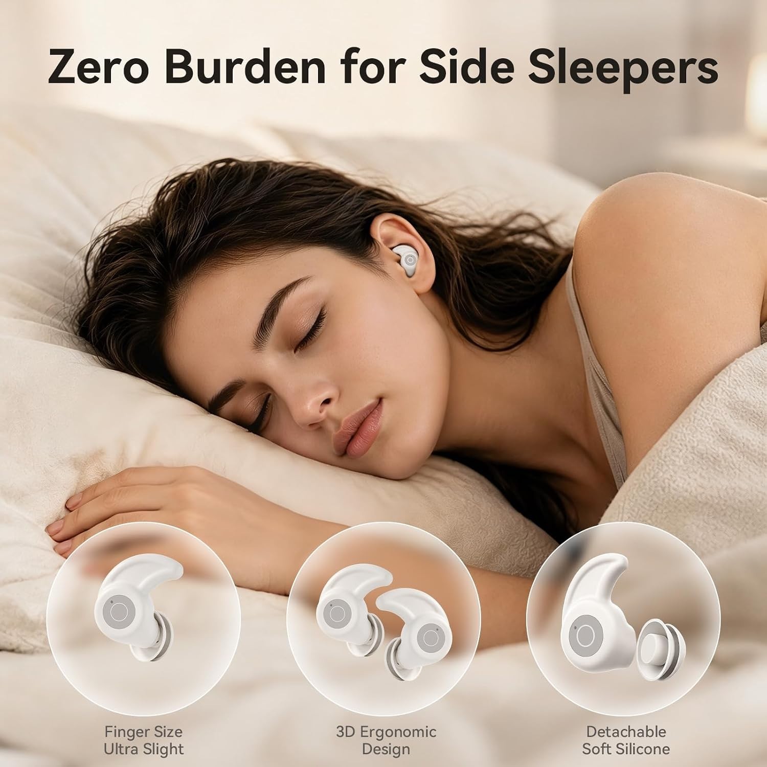 Sleep Earbuds Bluetooth 6.0 Noise Cancelling Headphones for Side Sleepers