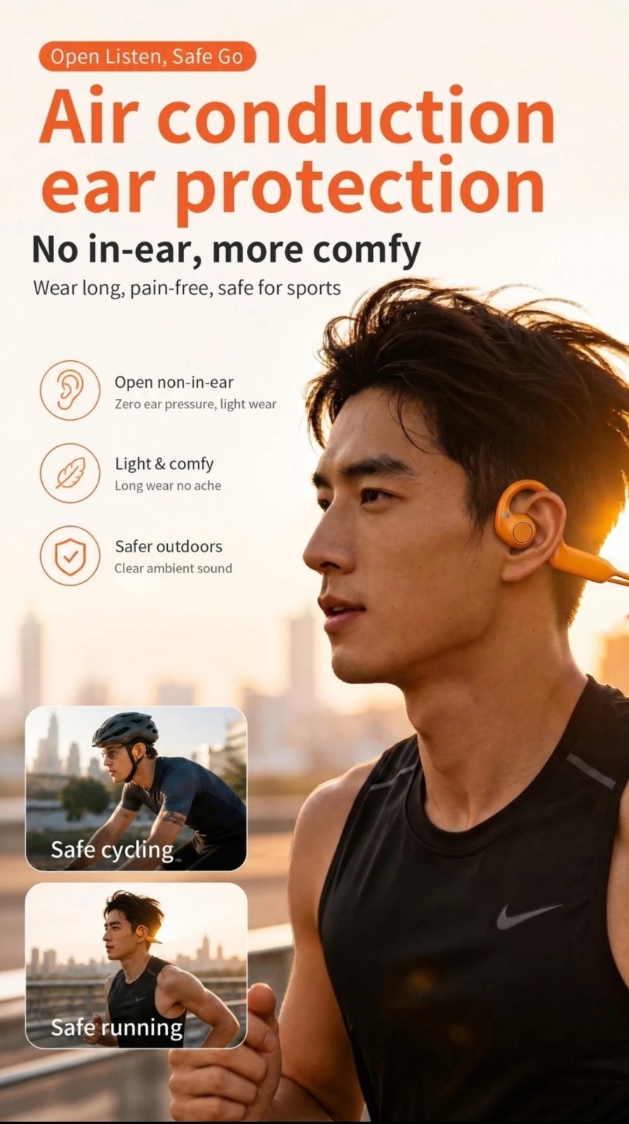 Bluetooth Headset AI Translation 800W Camera Video Photo Wireless Sports