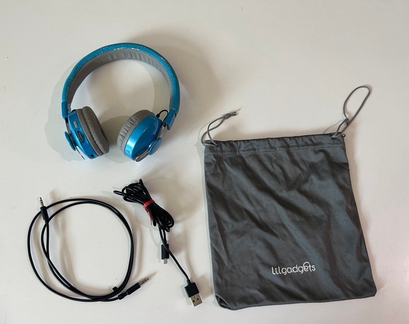 LilGadgets Child Bluetooth & Plug In On Ear Blue Headphones 12hr Kid Playtime