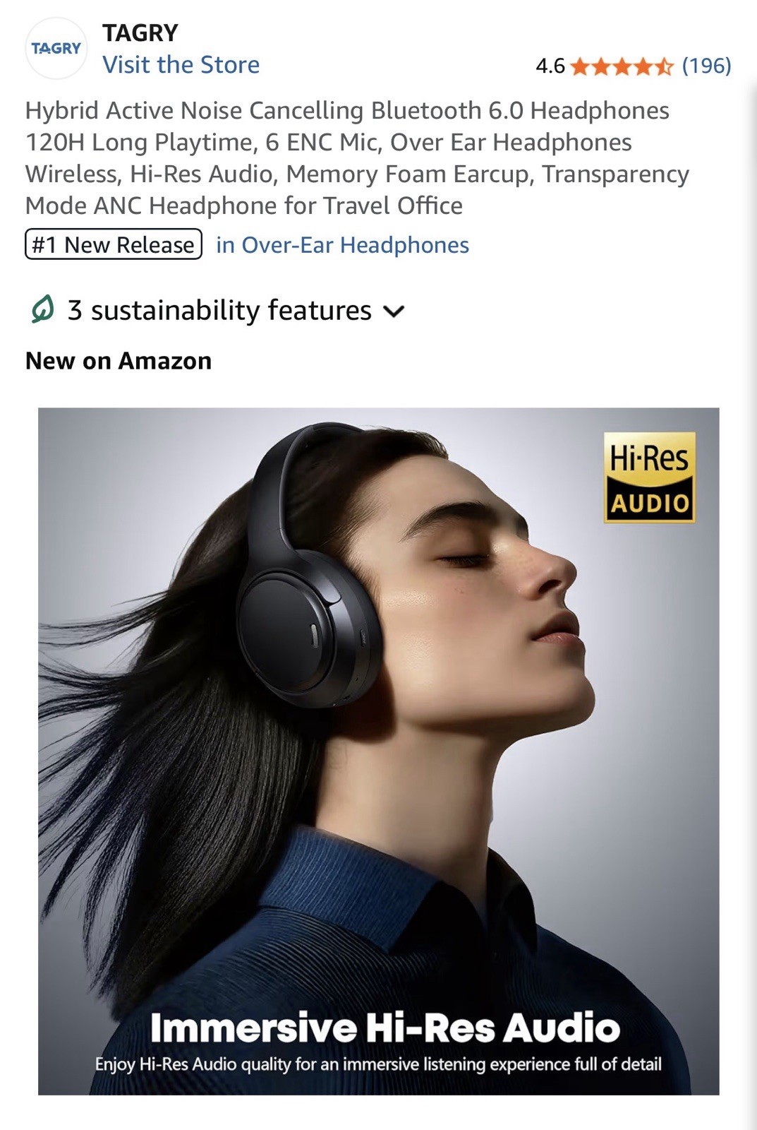 Hybrid Active Noise Cancelling Bluetooth 6.0 Headphones 120H Long Playtime
