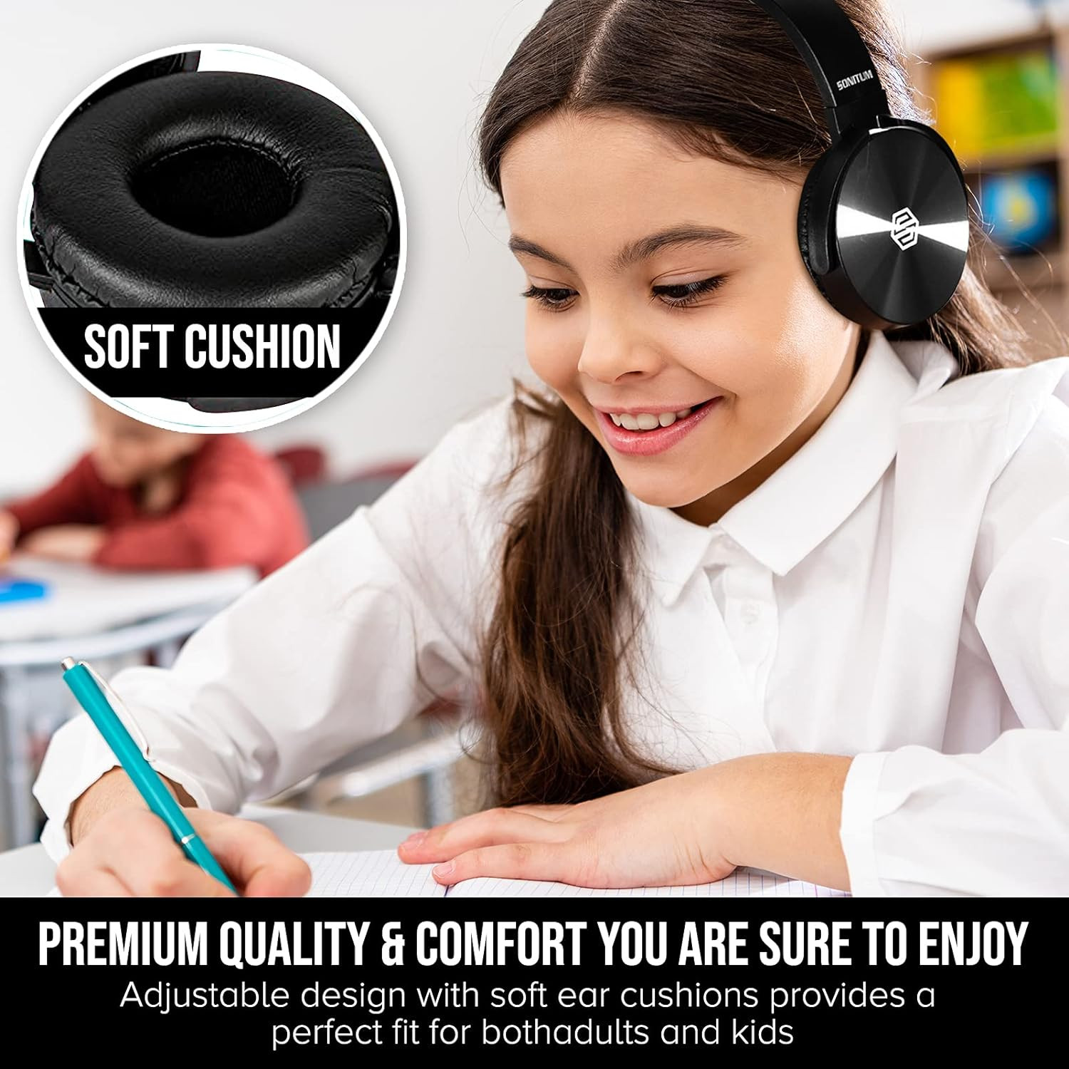 Premium Classroom Headphone & Mic Set 3.5Mm Jack Stereo Sound Earphones with Mic