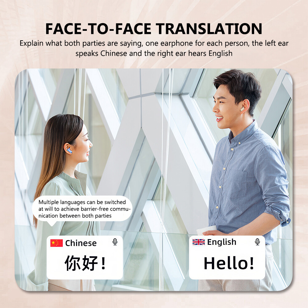 AI Language Translation Earbuds Real-Time Translator Earbuds for Travel,Business