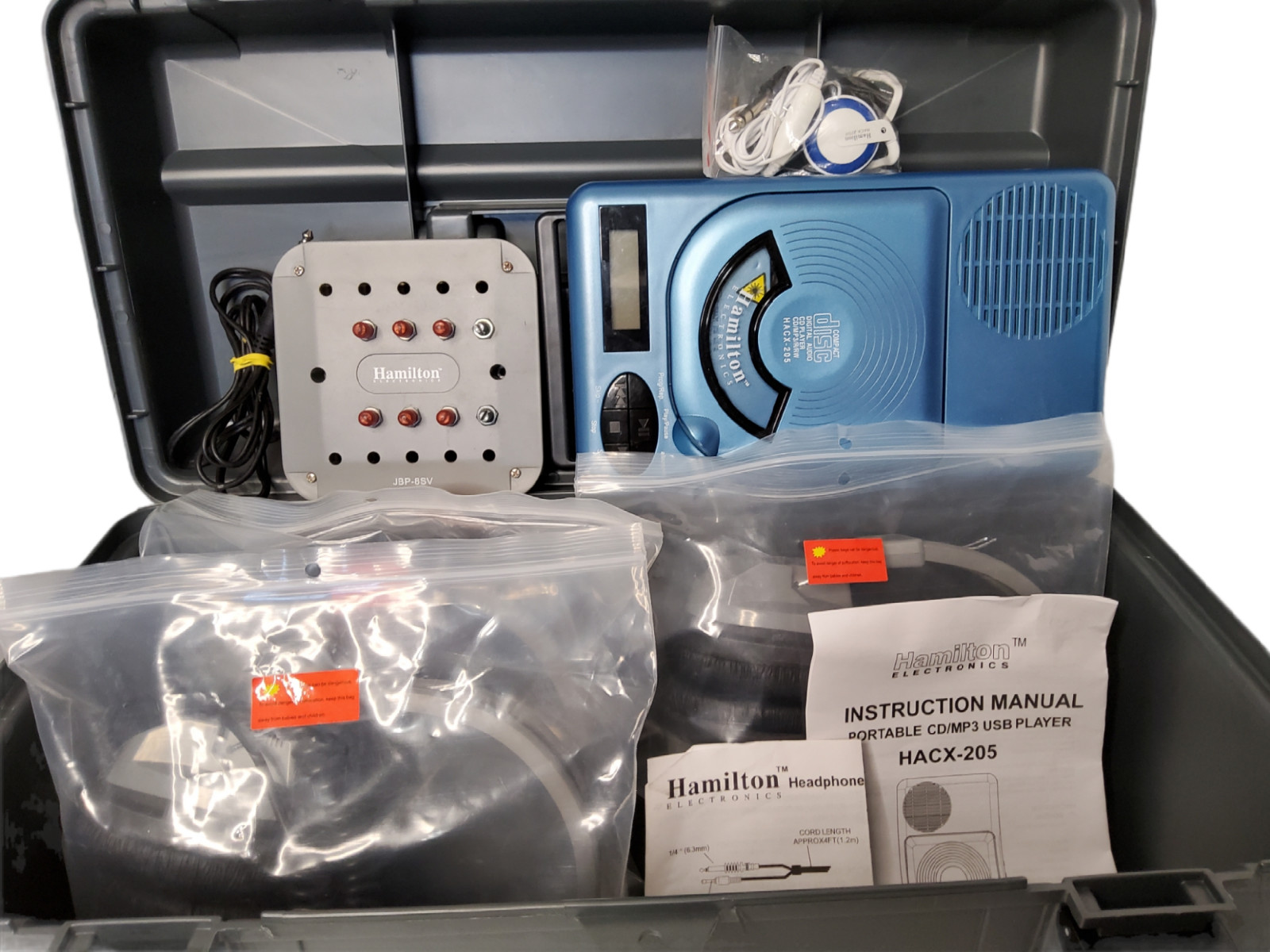 Hamilton Buhl 4 Person Educational Audio Headset System With CD Player and Headp