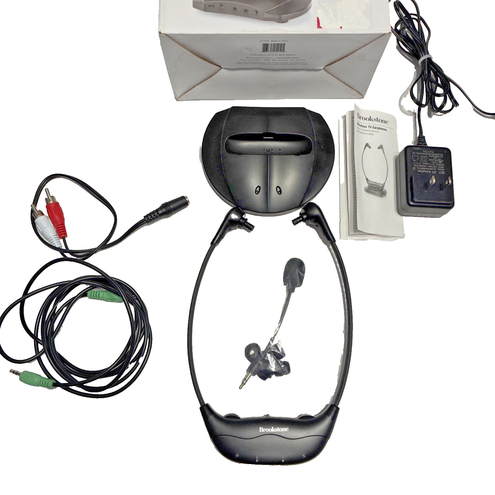 Brookstone Wireless Tv Earphones 2.4Gz Digital UHF Technology. Detachable Mic