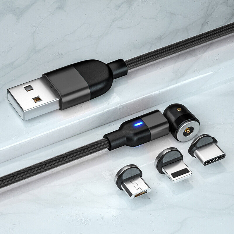 180°+360° Rotate Magnetic Charger Cable Phone Fast Charging Type C Micro USB IOS